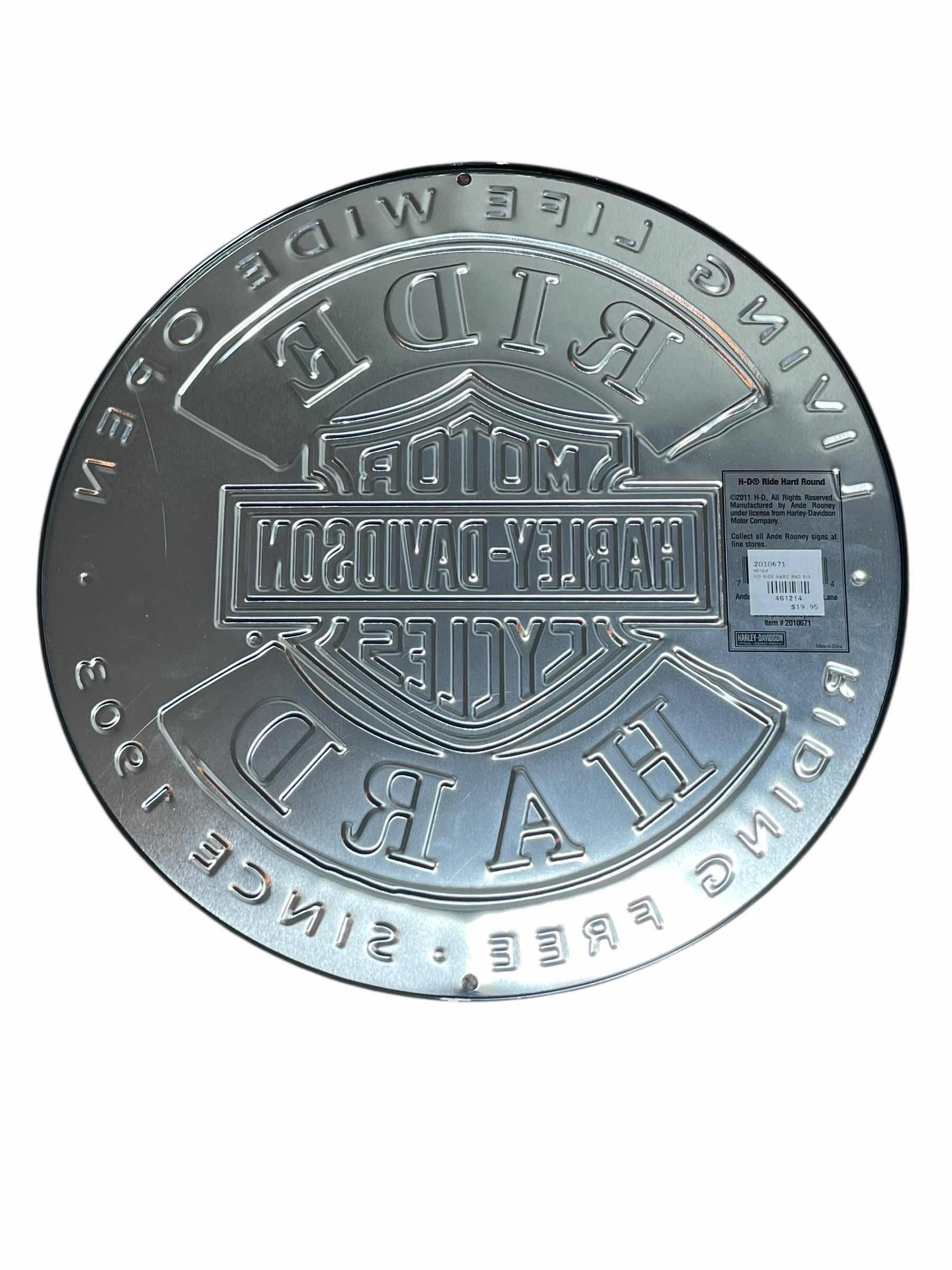 Photo 1 of HARLEY DAVIDSON LIVING LIFE WIDE OPEN RIDE HARD TIN SIGN 14”