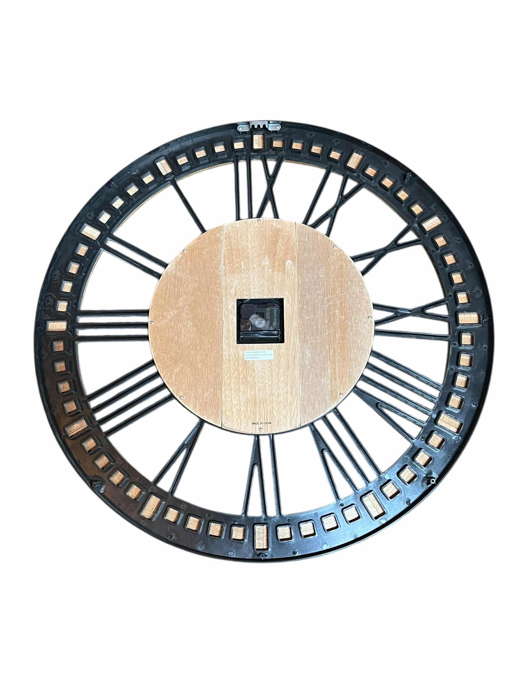Photo 1 of FIRSTTIME & CO. IRON FINISH GEARS AGED WOOD WALL CLOCK 24”