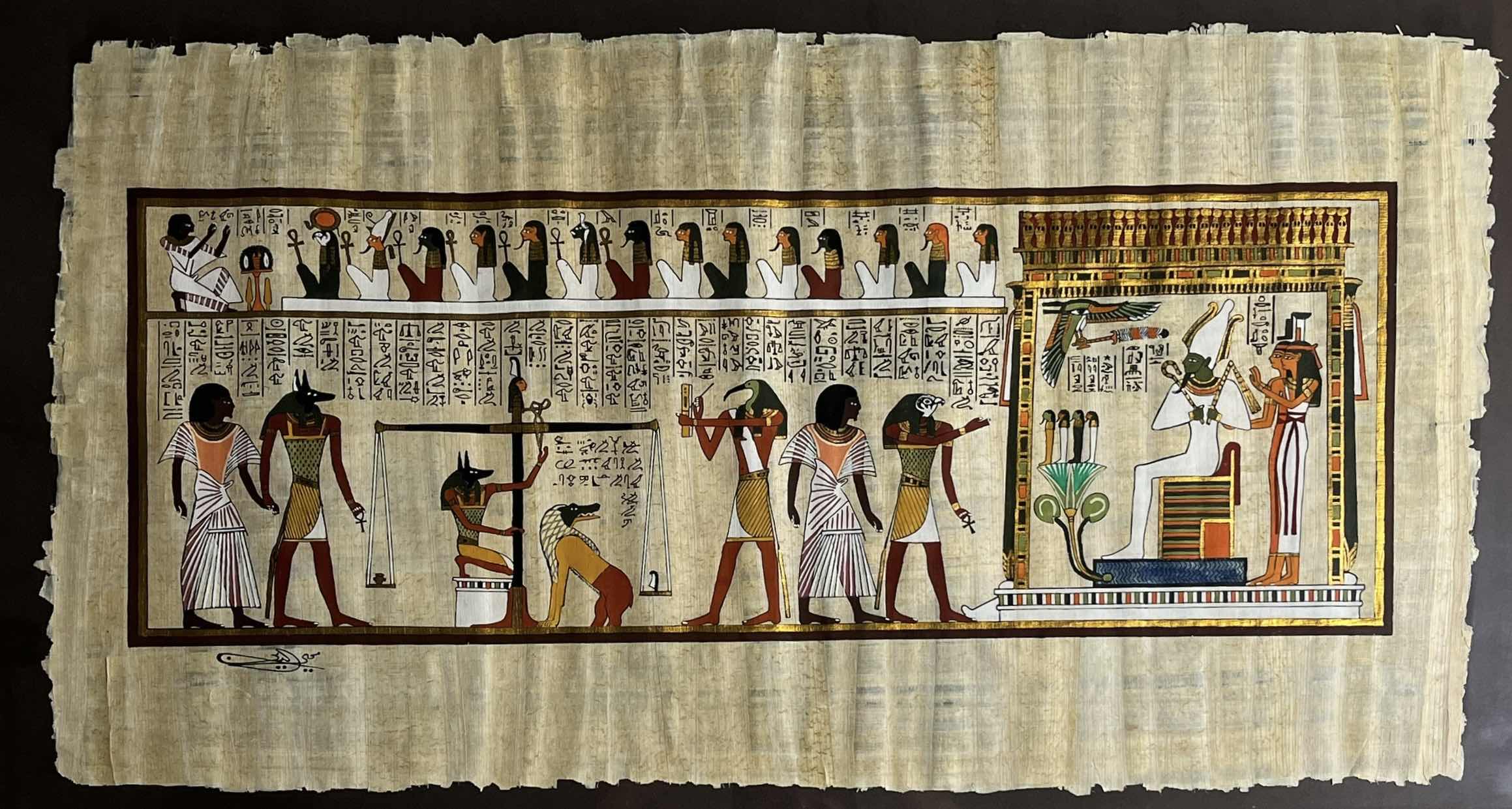 Photo 1 of JUDGMENT OVER THE DEAD FRAMED PAPYRUS ARTWORK SIGNED BY ARTIST 36” X 21”
