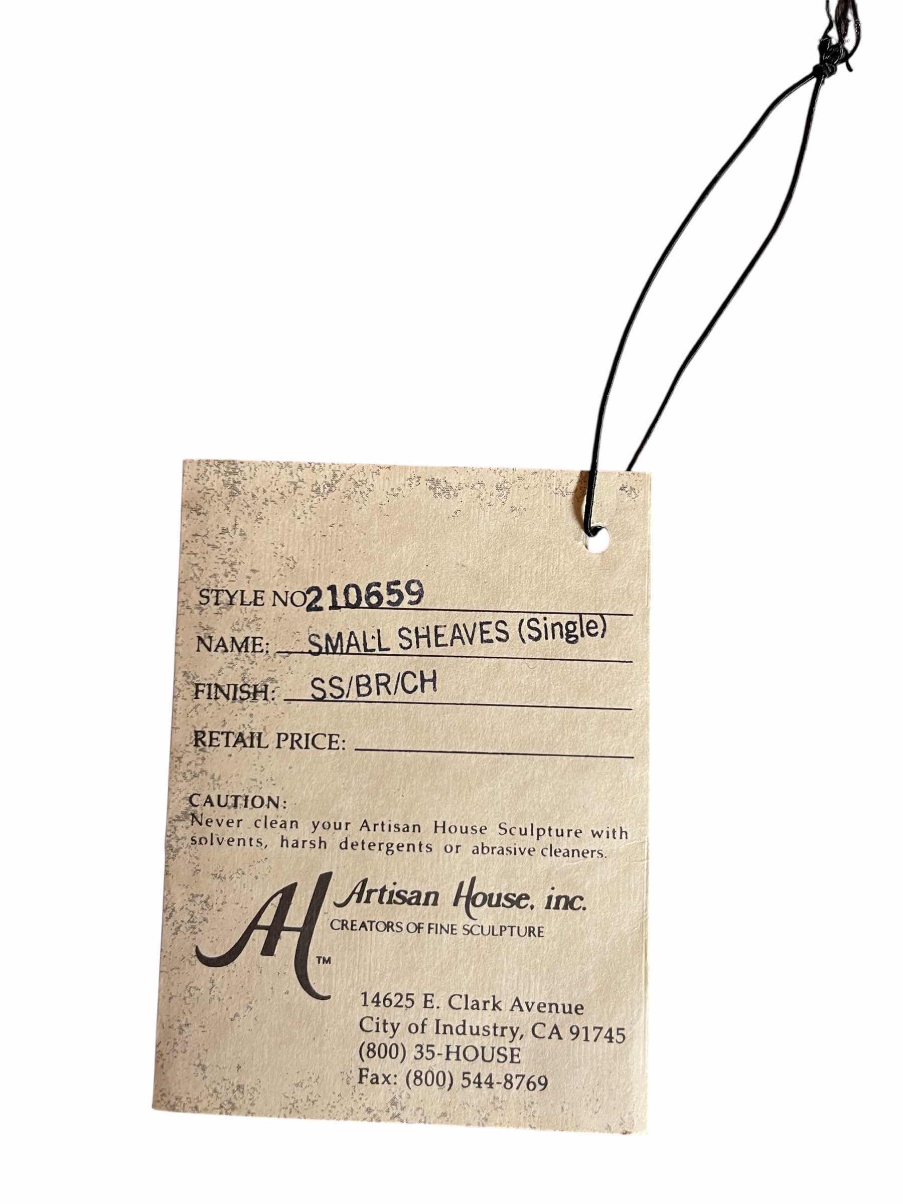 Photo 1 of ARTISAN HOUSE C. JERE SMALL SHEAVES SINGLE METAL SCULPTURE WALL ART (STYLE-210659 SS/BR/CH) W COA  29.5” X 5.5” H26.5”