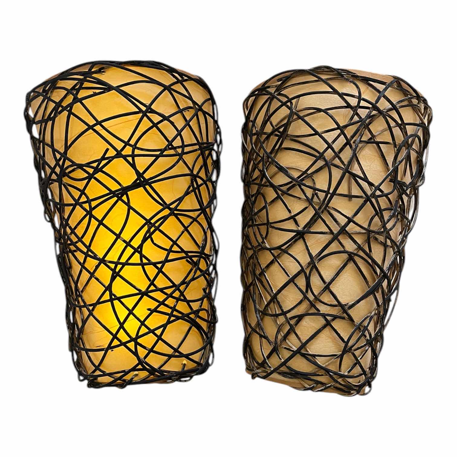 Photo 1 of EXCITING LIGHTING WICKER DESIGN HANGING SCONCE COVERS W LED BACKLIGHT (2)