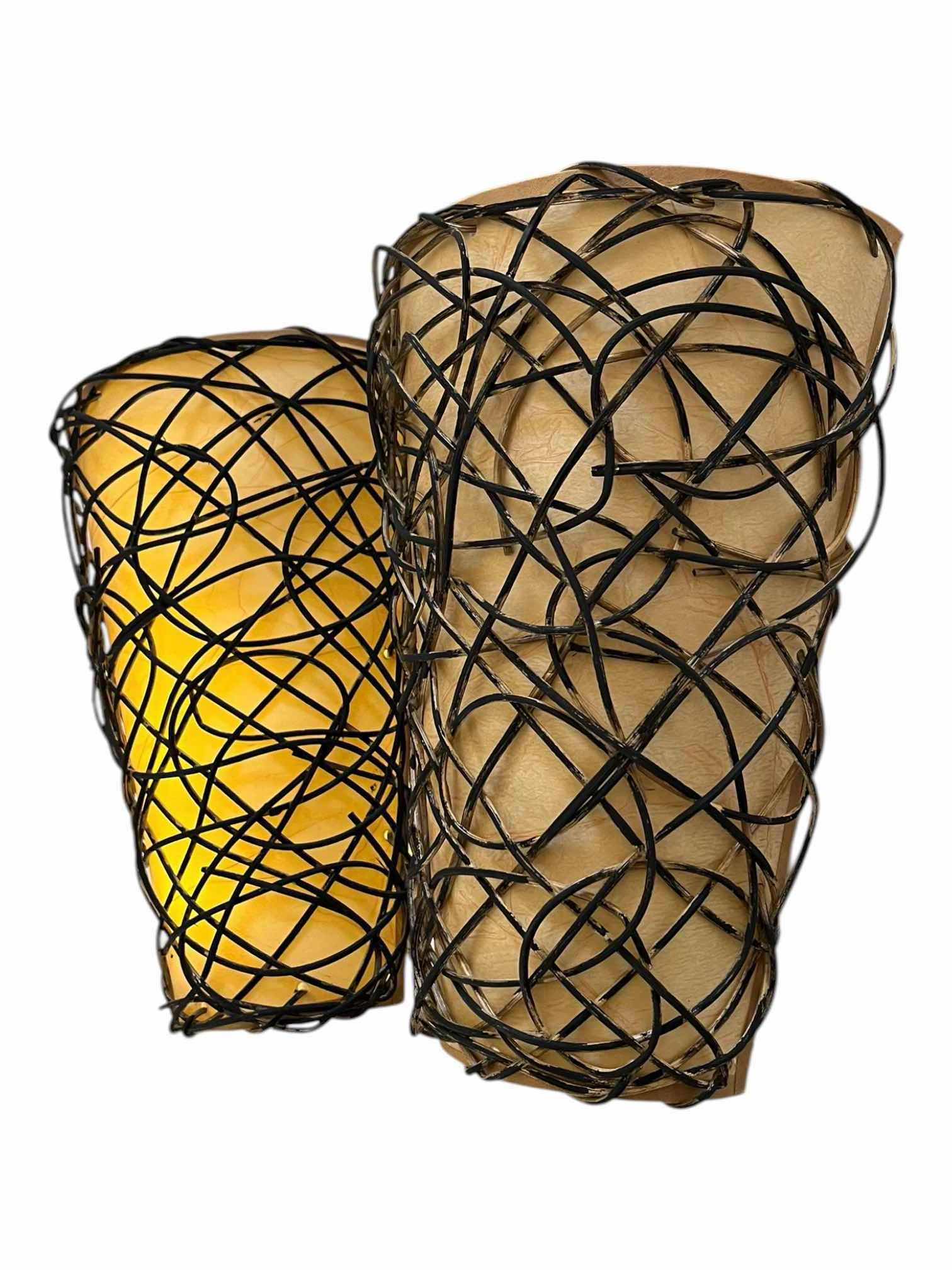 Photo 1 of EXCITING LIGHTING WICKER DESIGN HANGING SCONCE COVERS W LED BACKLIGHT (2)