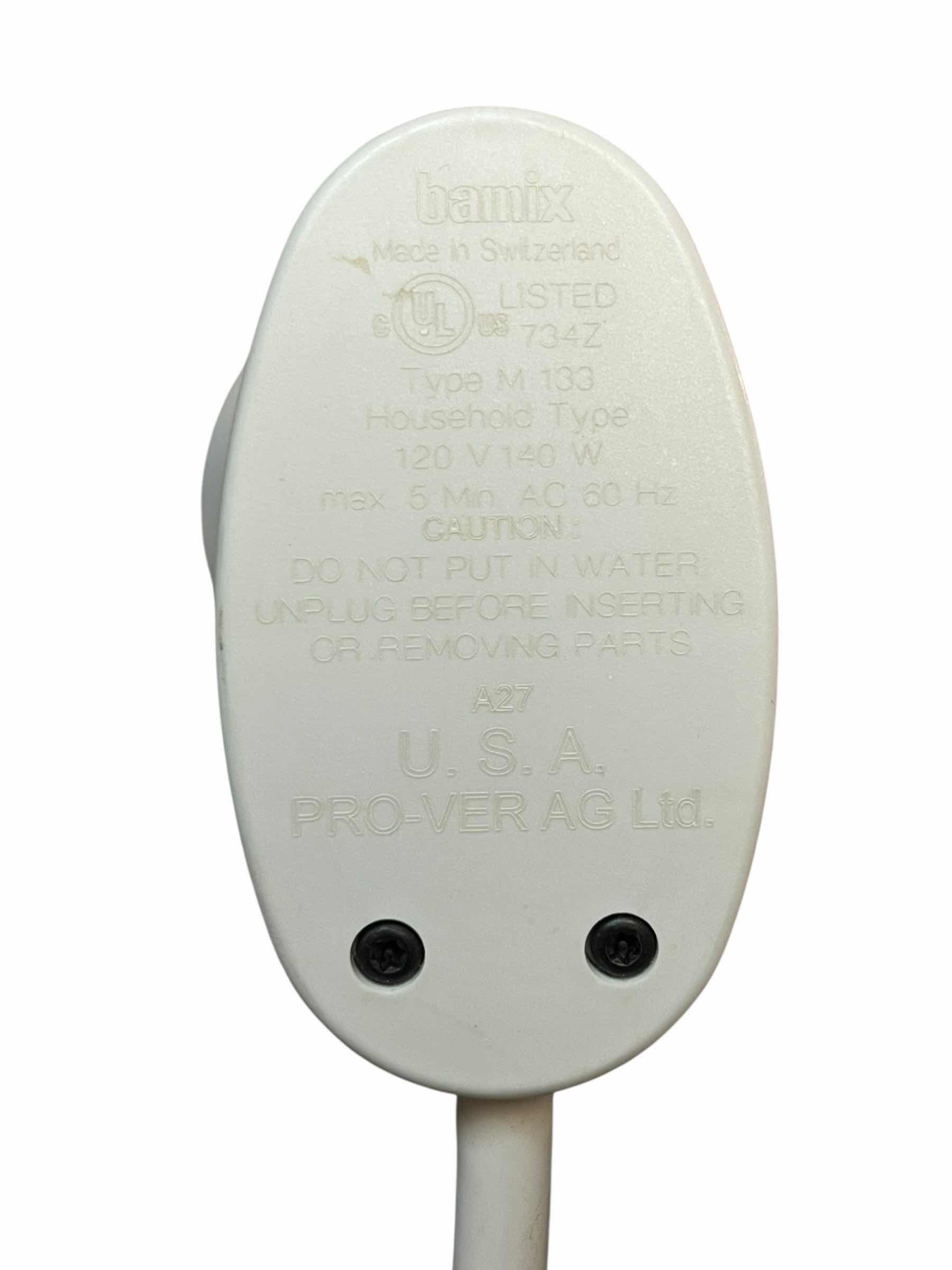 Photo 1 of BAMIX SWITZERLAND HAND BLENDER/MIXER W CADDY, ATTACHMENTS & CONTAINERS M133