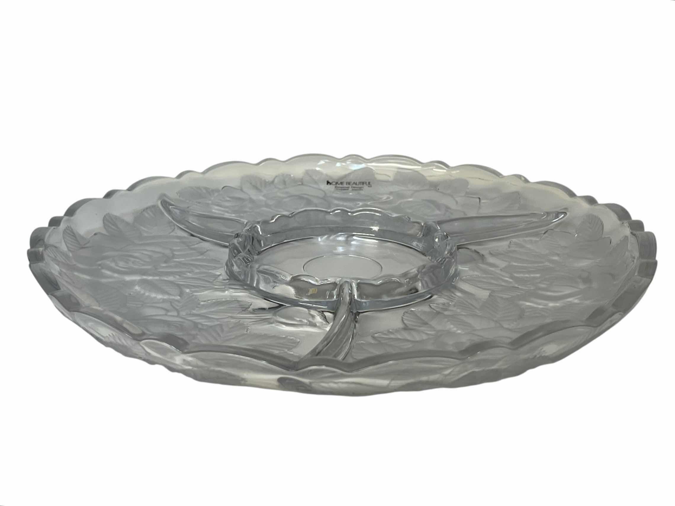 Photo 1 of HOME BEAUTIFUL ORIGINAL DESIGN FLORAL CLEAR GLASS DIP PLATTER 14”