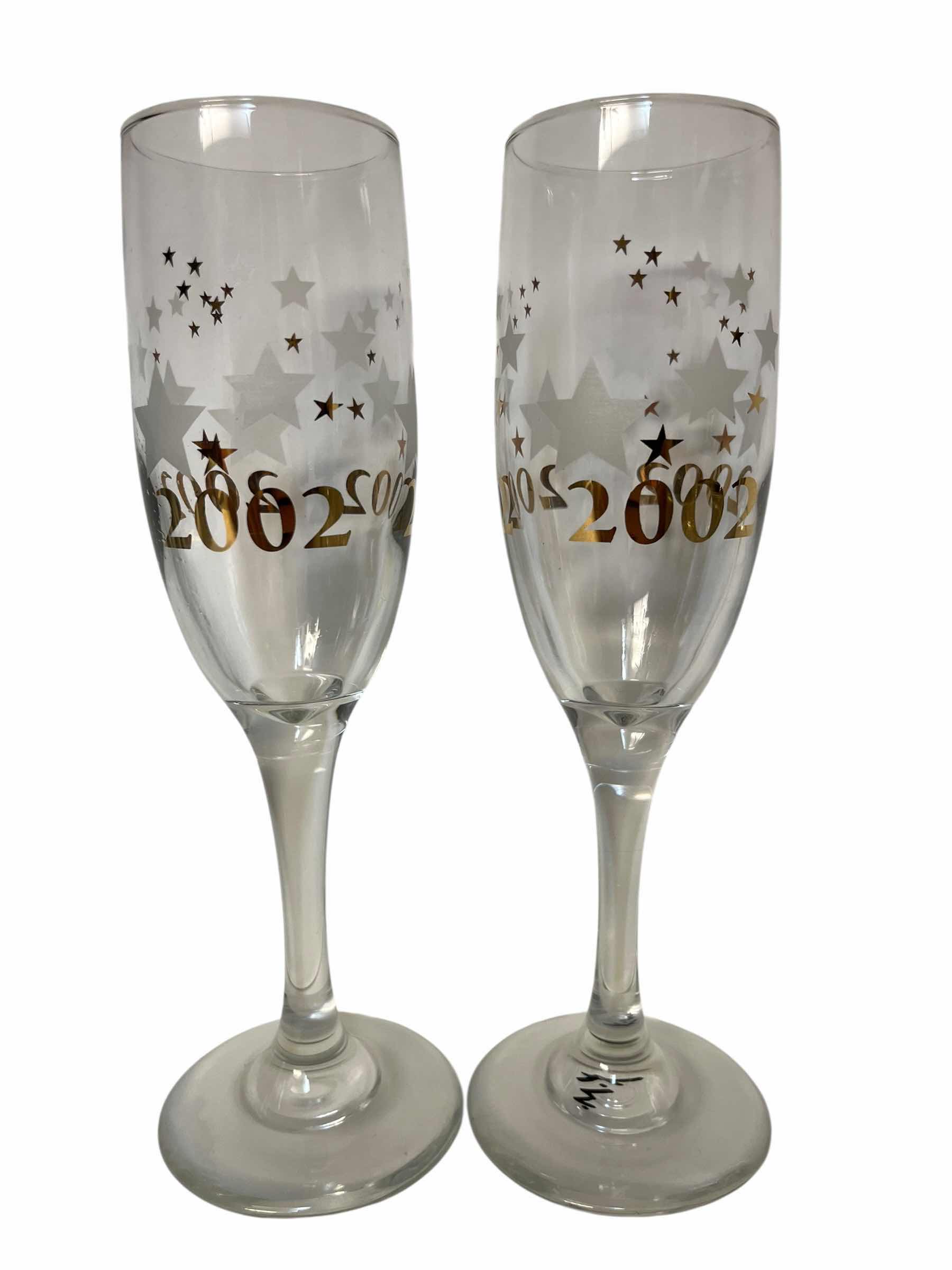 Photo 1 of 2002 NEW YEARS WINE GLASSES (2), WINE TASTING GLASSES (4) & IRISH COFFEE MUGS (6)