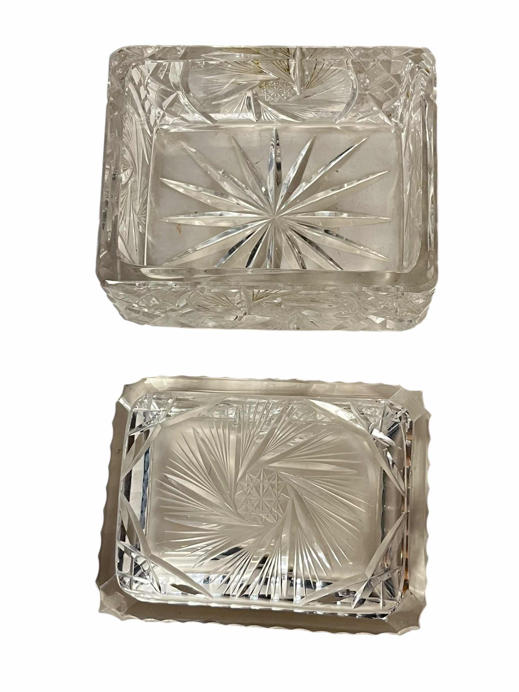 Photo 1 of CRYSTAL CIGARETTE BOX W LID 4.5” X 3.5” H2.75”