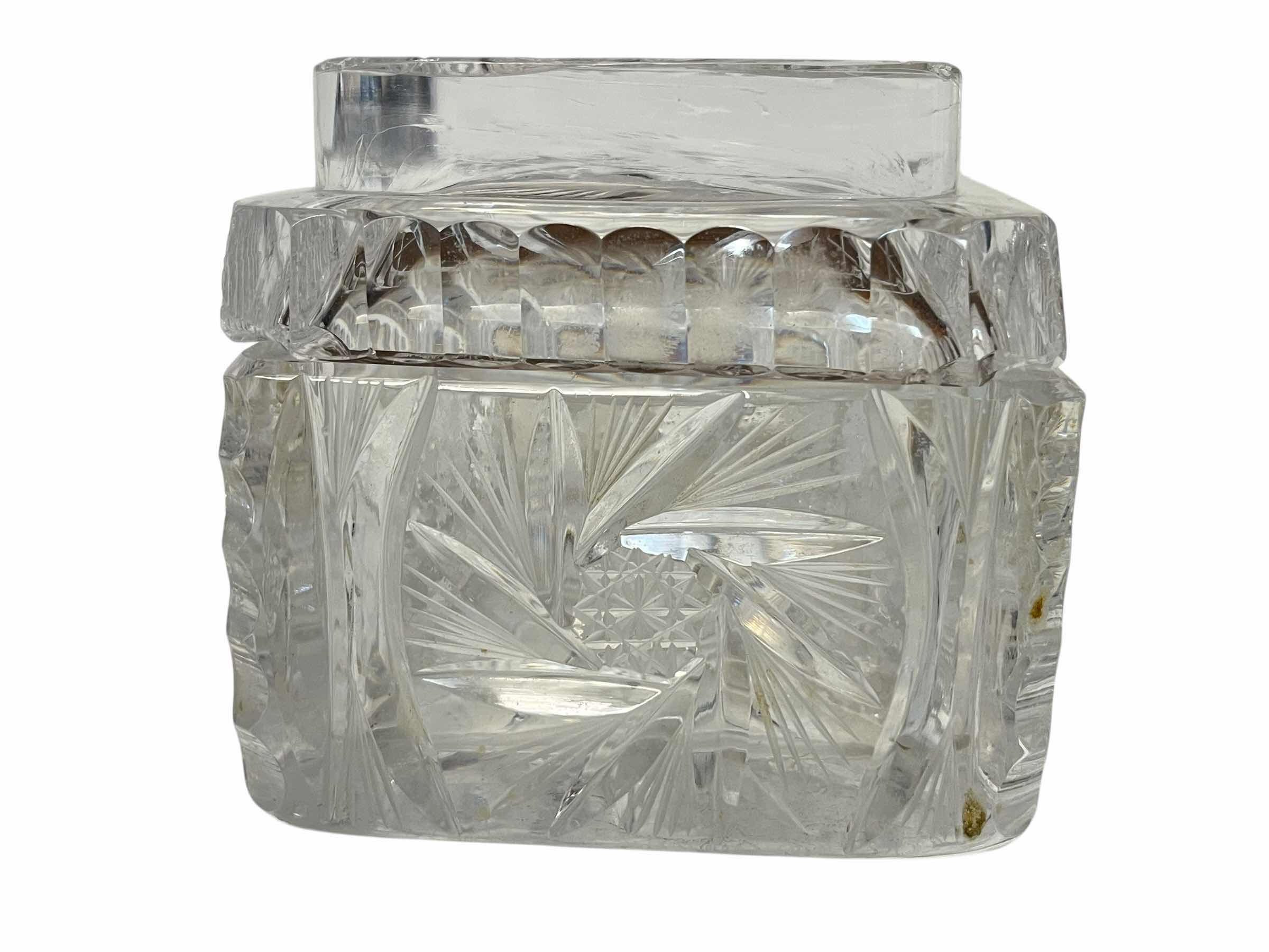 Photo 1 of CRYSTAL CIGARETTE BOX W LID 4.5” X 3.5” H2.75”