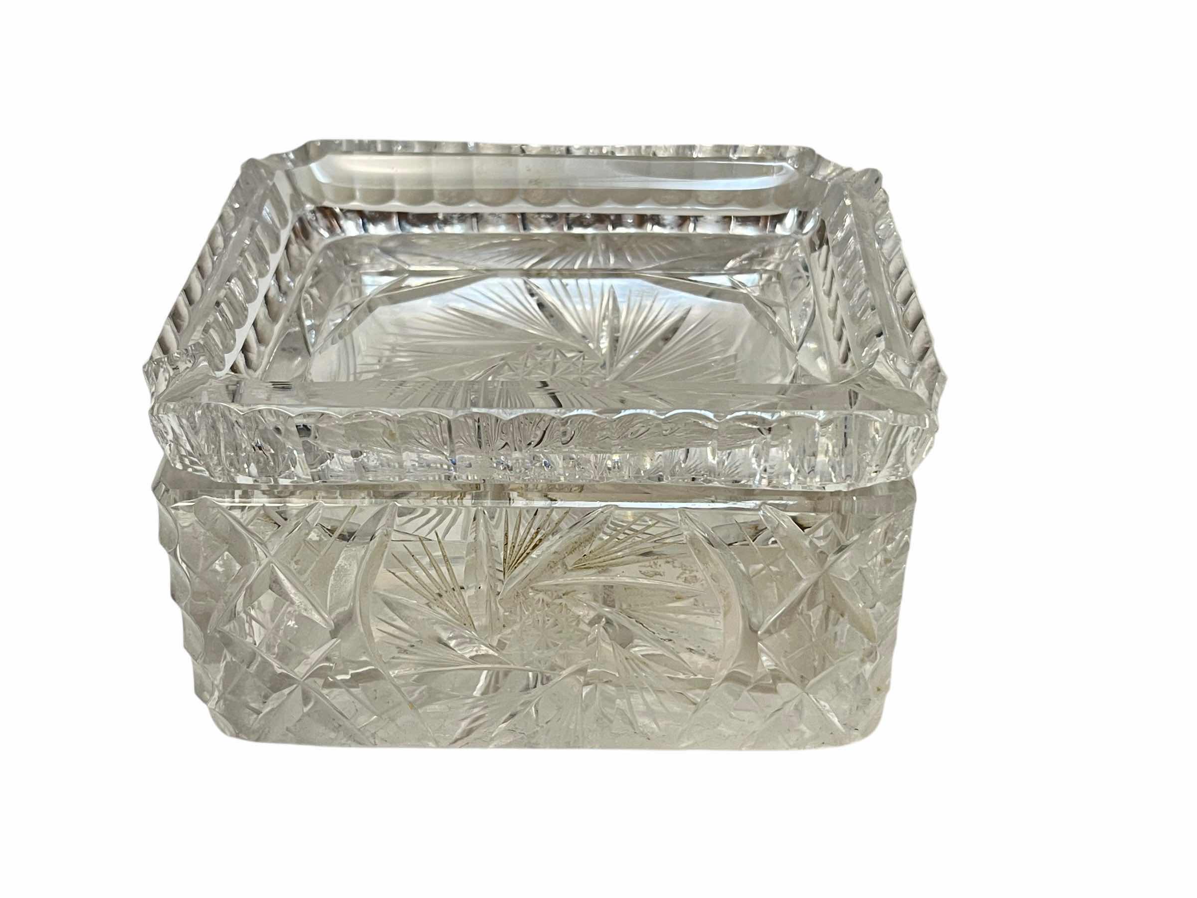 Photo 1 of CRYSTAL CIGARETTE BOX W LID 4.5” X 3.5” H2.75”