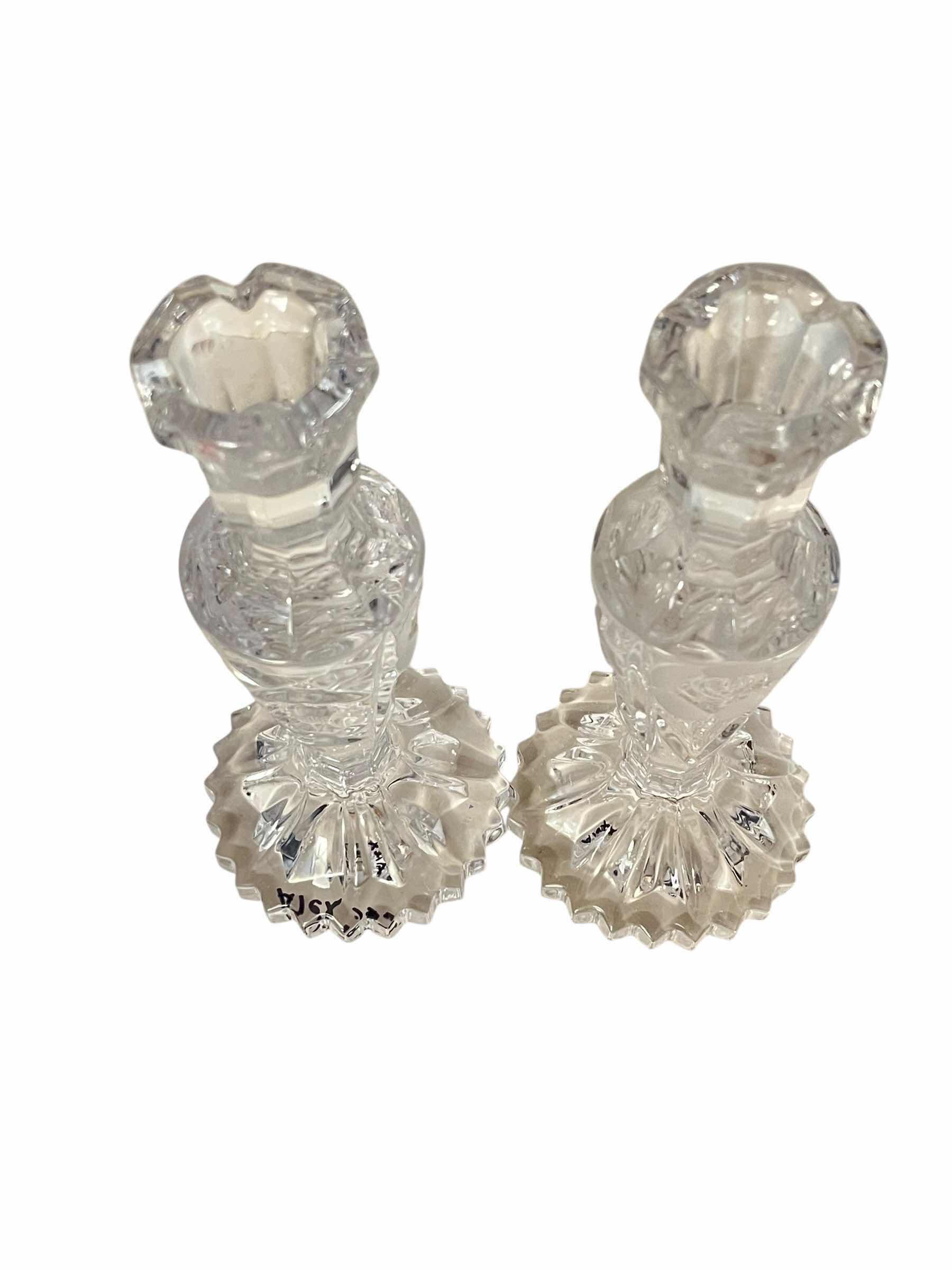 Photo 1 of LEONARD SILVER CRYSTAL FROSTED ROSES CANDLE HOLDERS (2) H8”