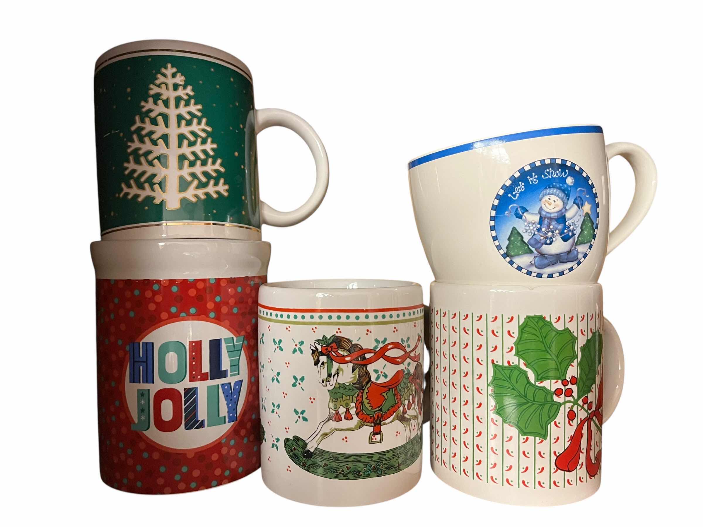 Photo 1 of CHRISTMAS COFFEE CUPS (5) & THERMOS CONTAINERS (2)