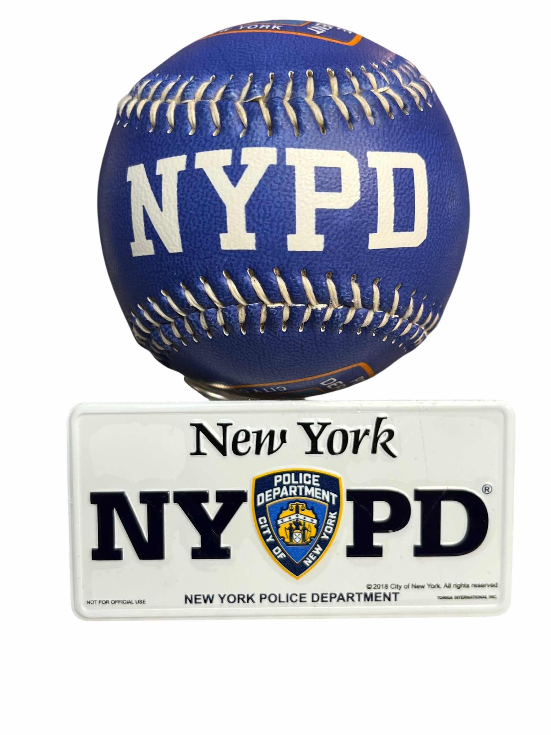 Photo 1 of NYPD CITY OF NEW YORK POLICE DEPARTMENT BASEBALL AND LICENSE PLATE MAGNET