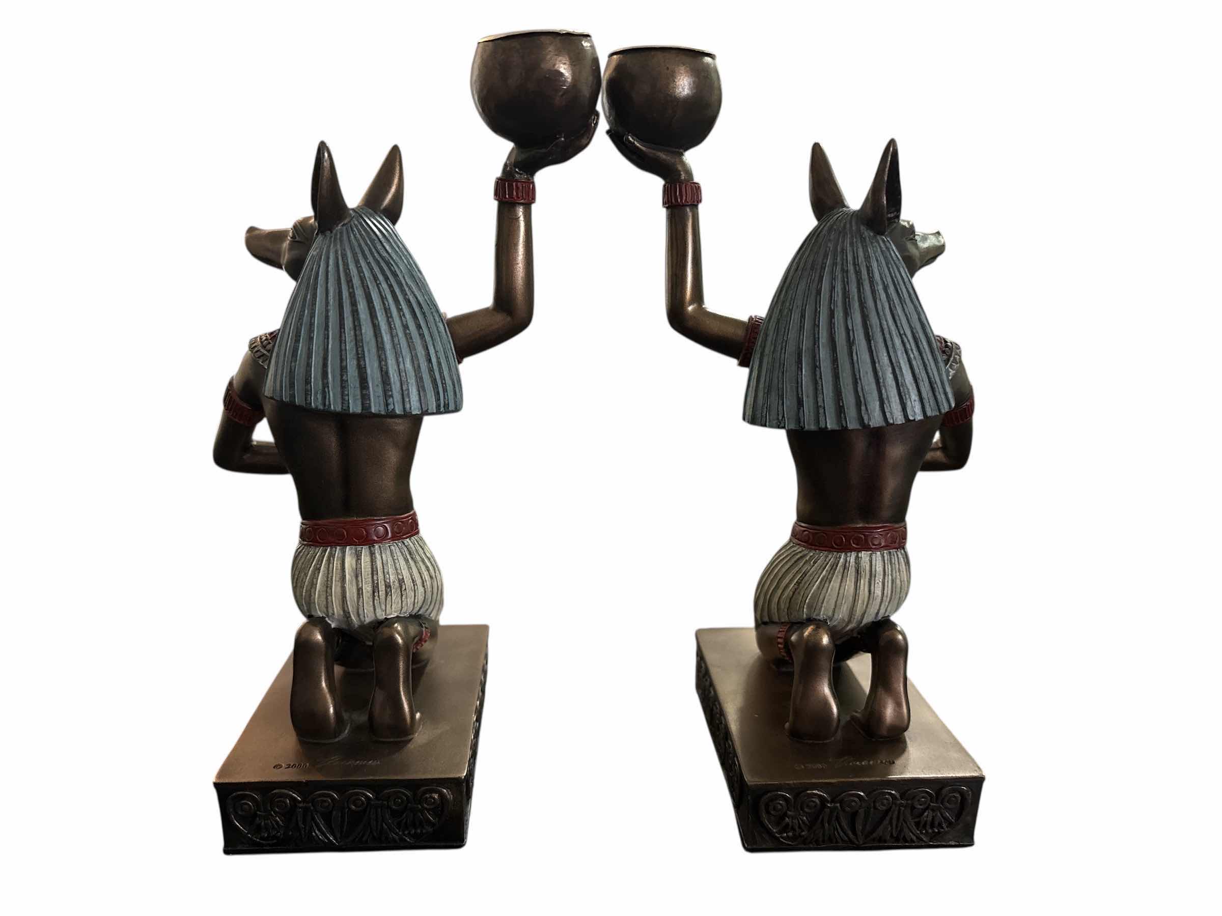 Photo 1 of MYTH & LEGENDS 8” ANUBIS CANDLEHOLDER SET OF 2, LUXOR GIFT COLLECTION