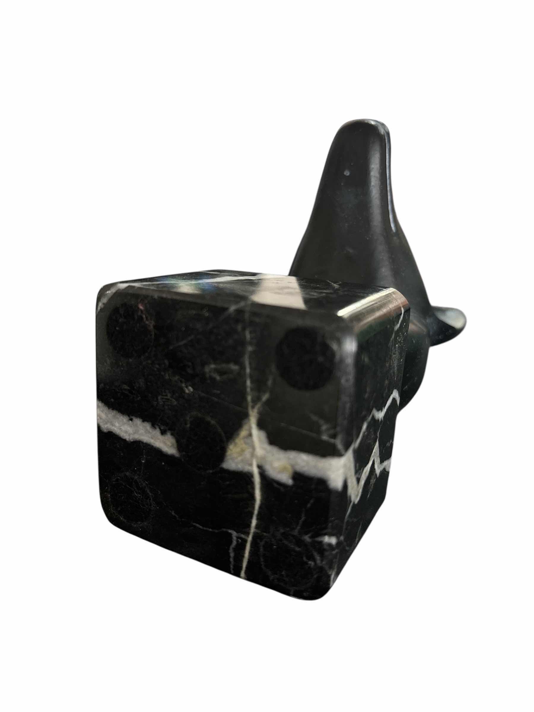 Photo 1 of HEAD OF ANUBIS BUST W MARBLE BASE 6.75”, CASTING STONE/BLACK BASALT