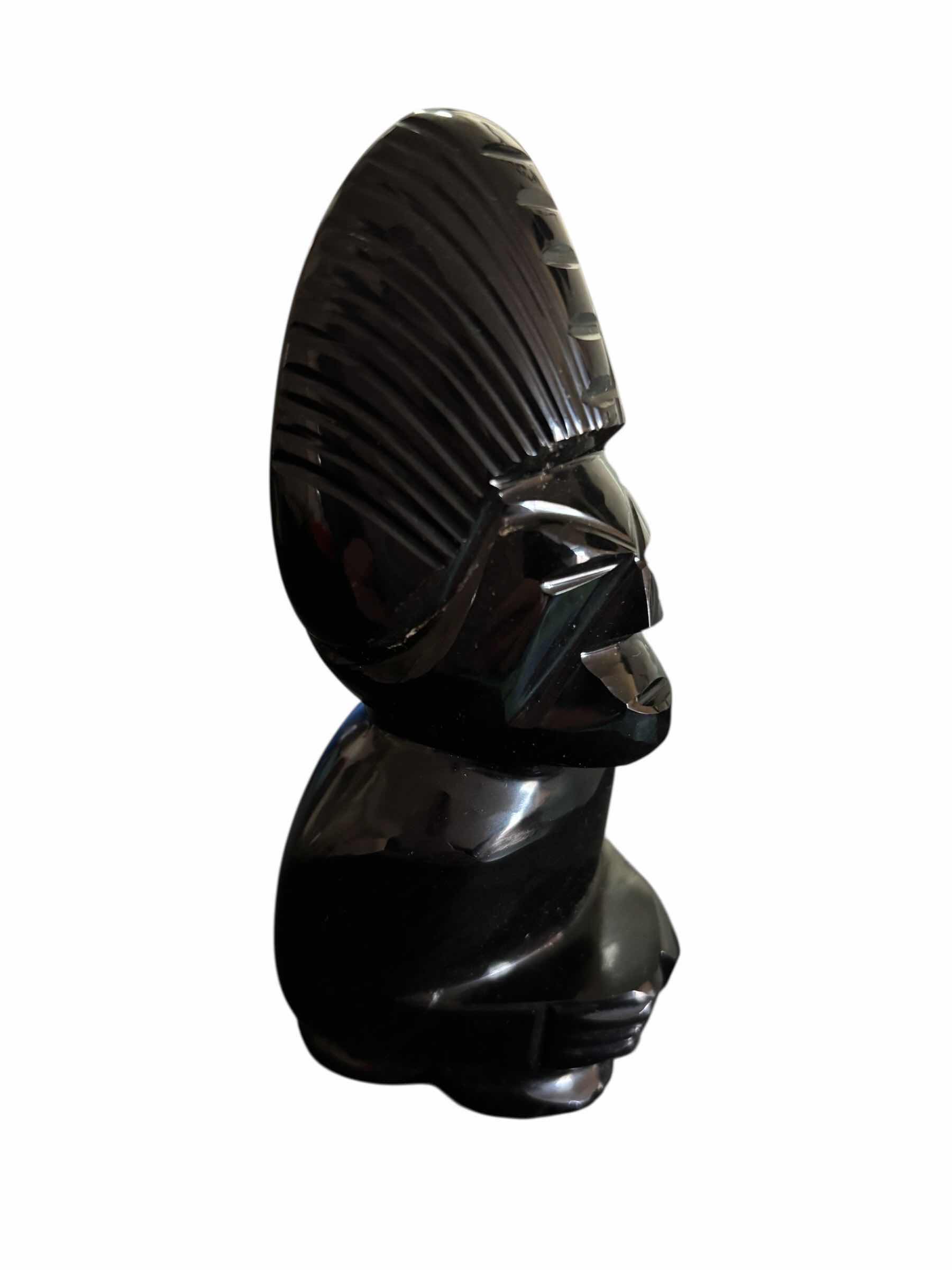 Photo 1 of MID CENTURY CUT GOLD OBSIDIAN AZTEC SCULPTURE 4.75”