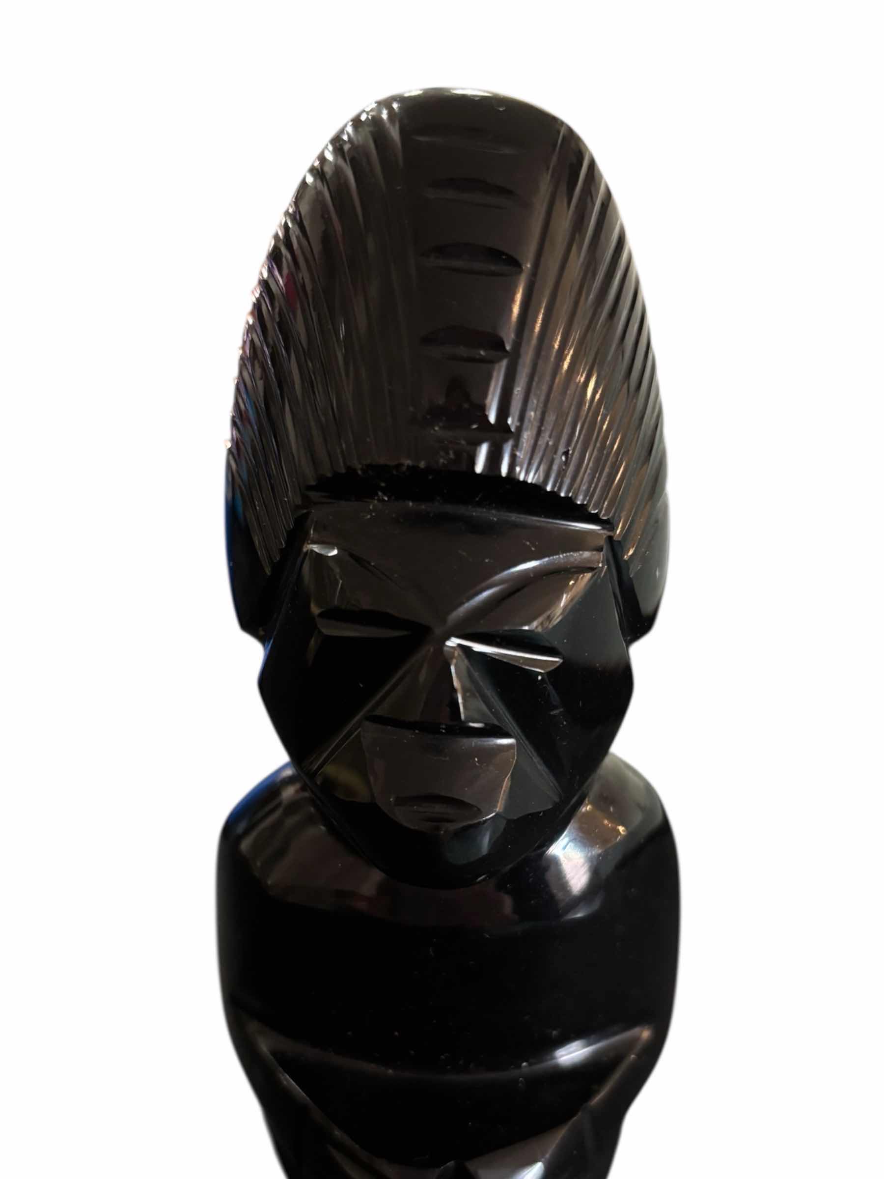 Photo 1 of MID CENTURY CUT GOLD OBSIDIAN AZTEC SCULPTURE 4.75”