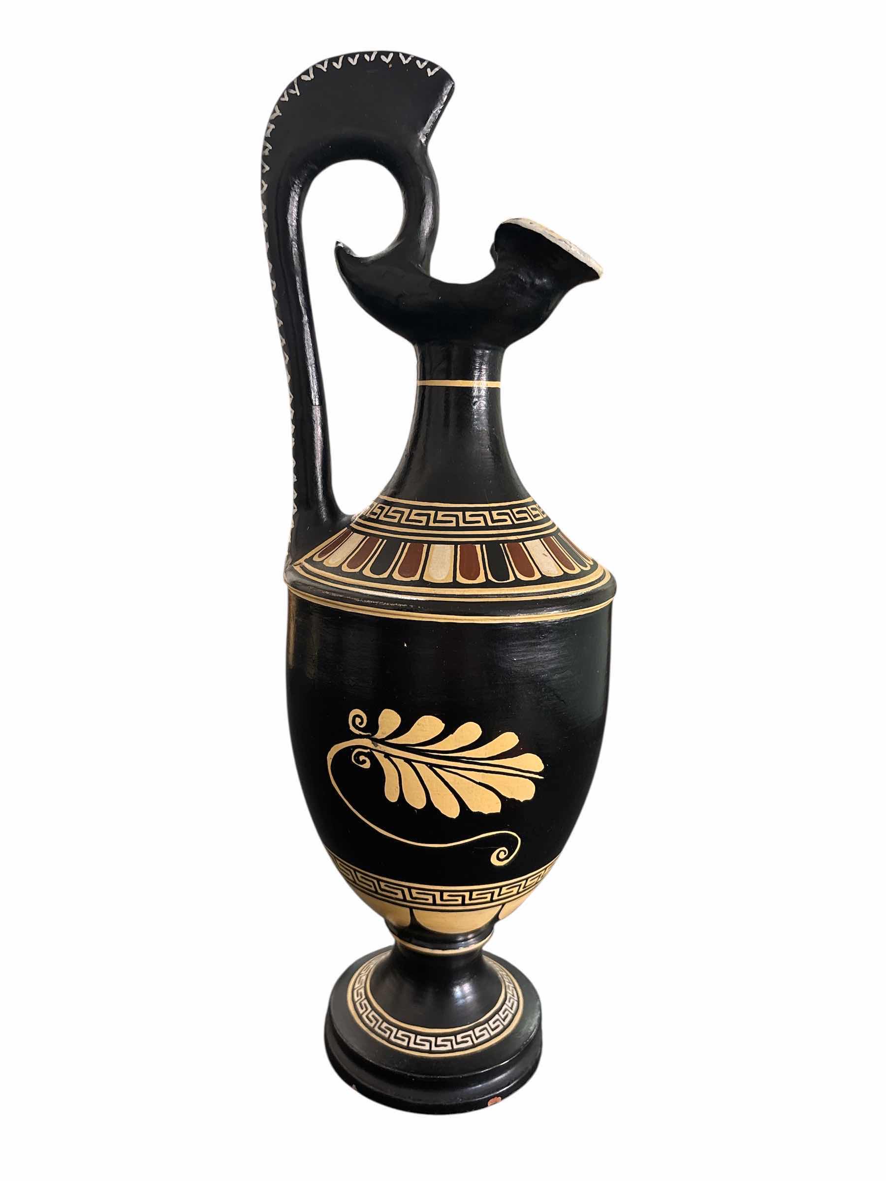 View 3 of GRECIAN MUSEUM TERRACOTTA 12” WINE AMPHORA VASE, LIMITED EDITION HANDMADE IN GREECE 2006
