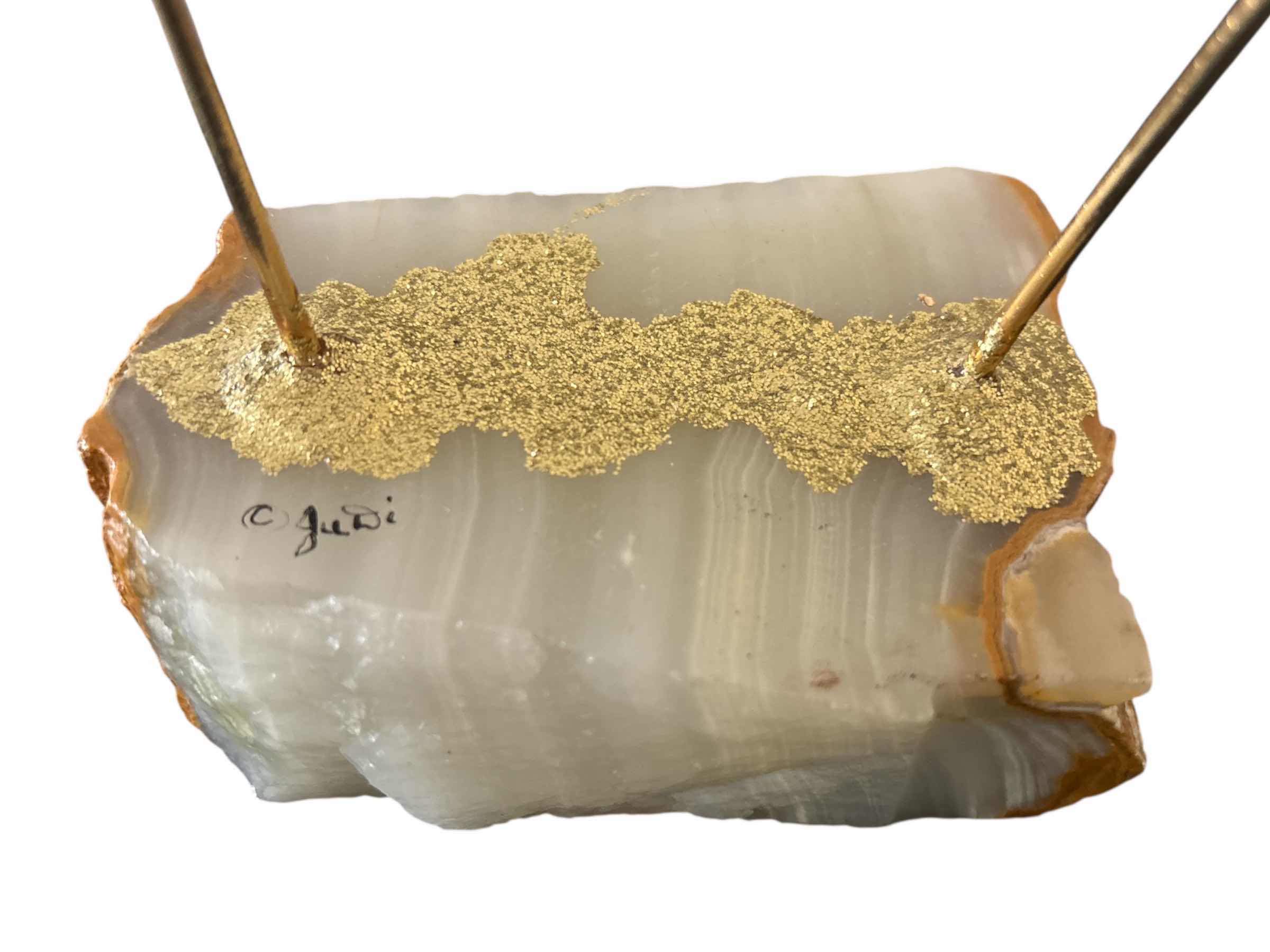 Photo 1 of VINTAGE SIGNED JUDI ORIGINALS 24K GOLD PLATED CLOWN ON TIGHTROPE 8.5” SCULPTURE ON ONYX BASE// NOT RON LEE