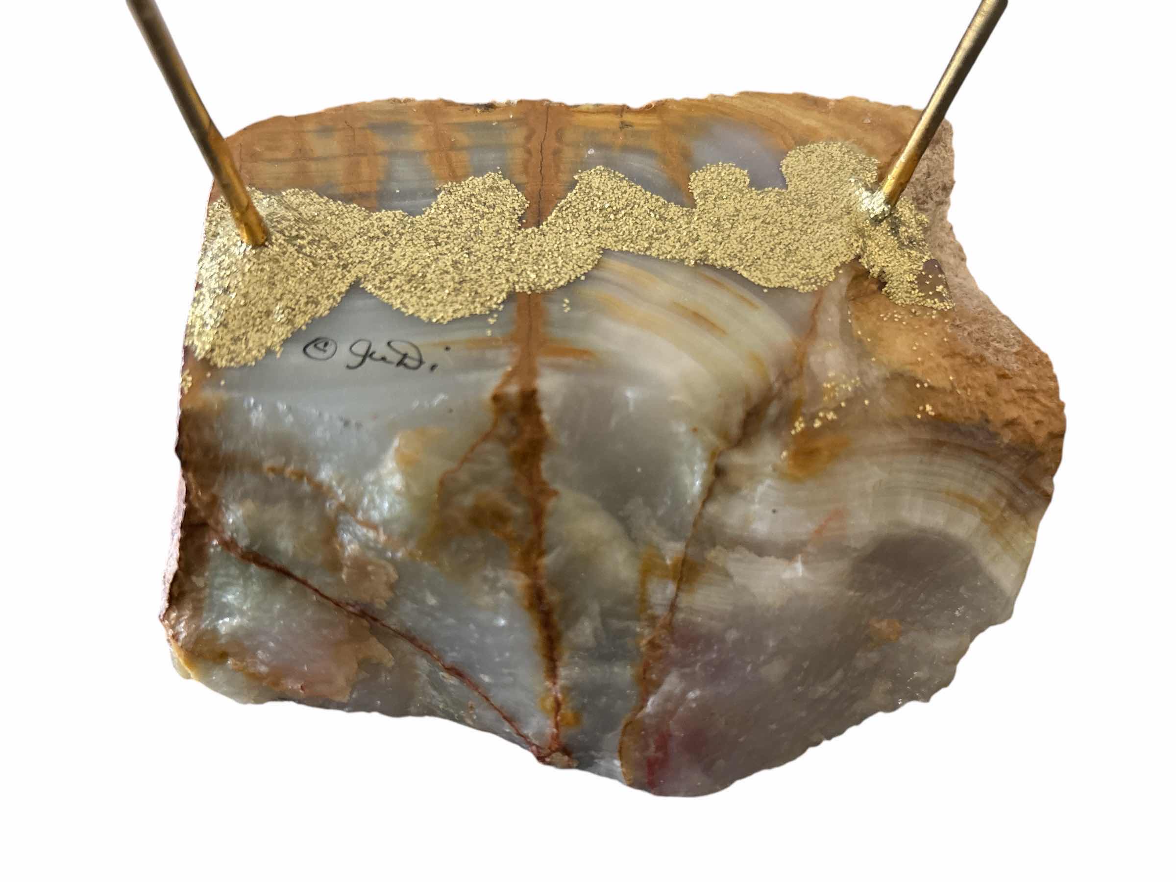 Photo 1 of VINTAGE SIGNED JuDi ORIGINALS 24K GOLD PLATED CLOWN ON TRAPEZE 8” SCULPTURE ON ONYX BASE// NOT RON LEE