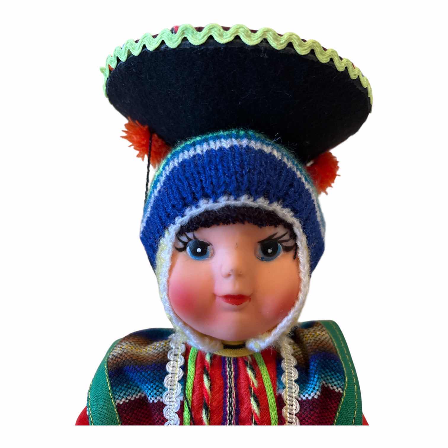 Photo 1 of ANTIQUE PERUVIAN HAND-PAINTED DOLL H12.5”
