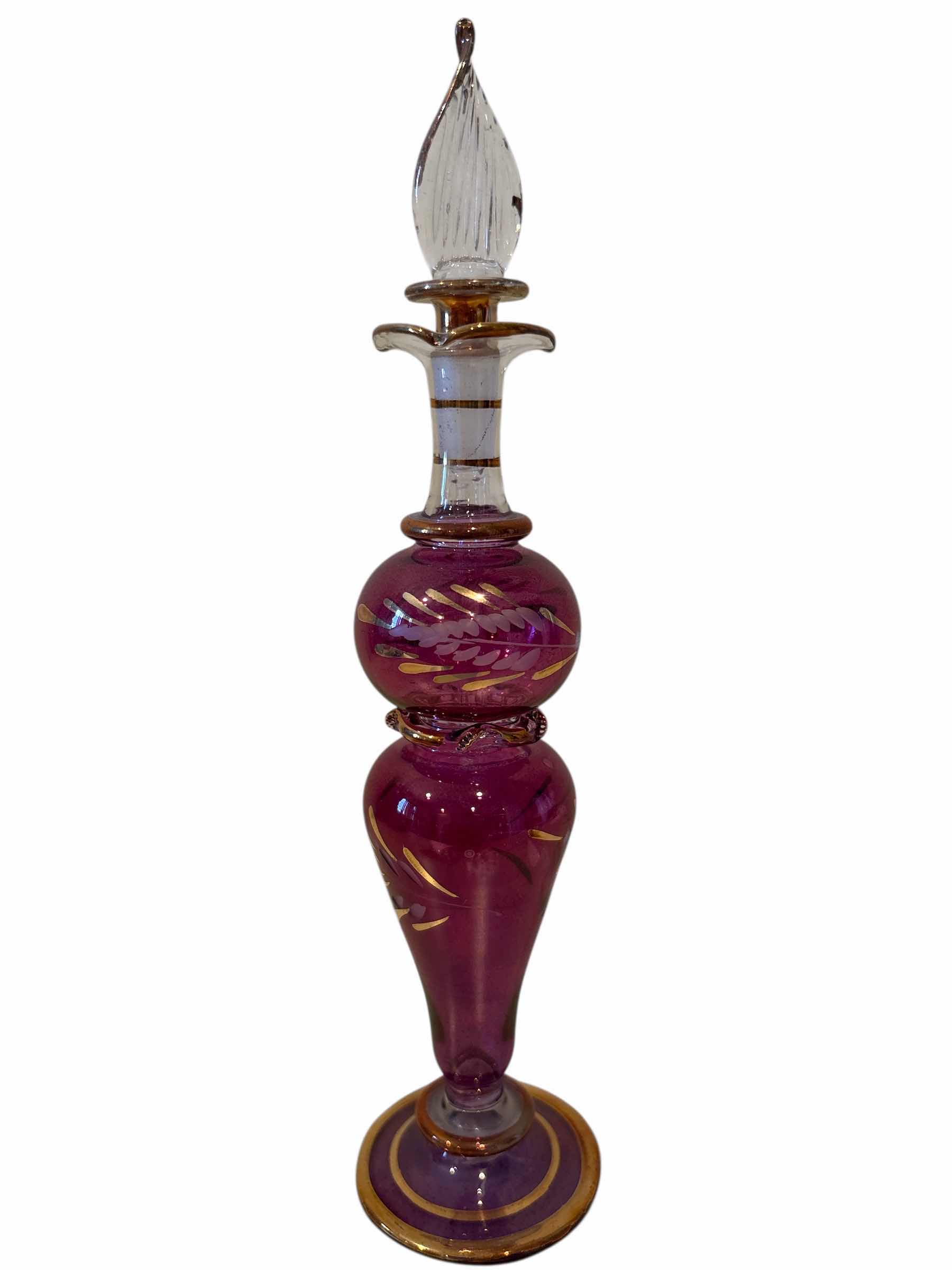 Photo 1 of EGYPTIAN HANDBLOWN GLASS PERFUME BOTTLE H7.75”