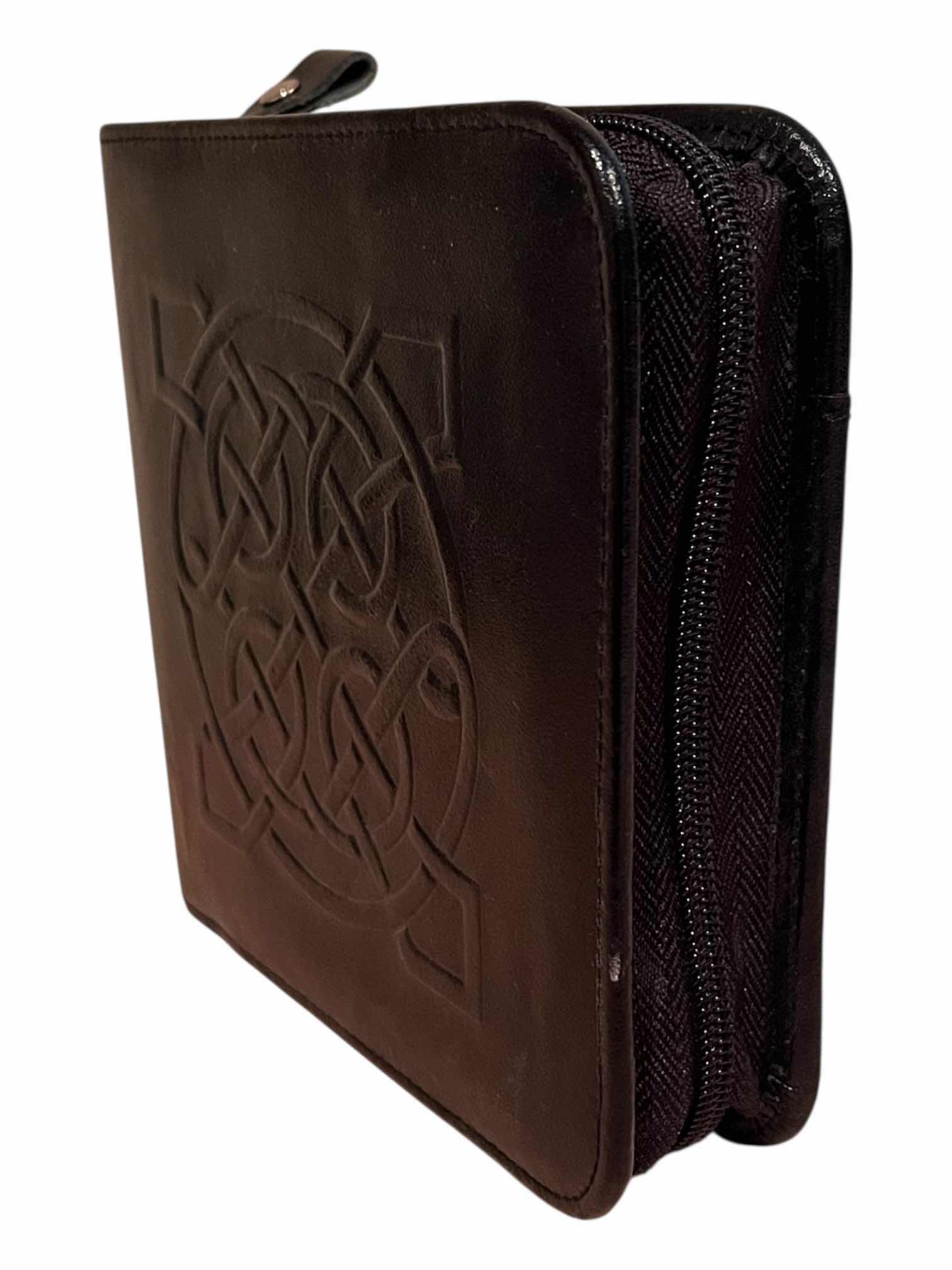 Photo 1 of CELTIC KNOT BLACK LEATHER CD/DVD CASE HOLDS 24 DISCS