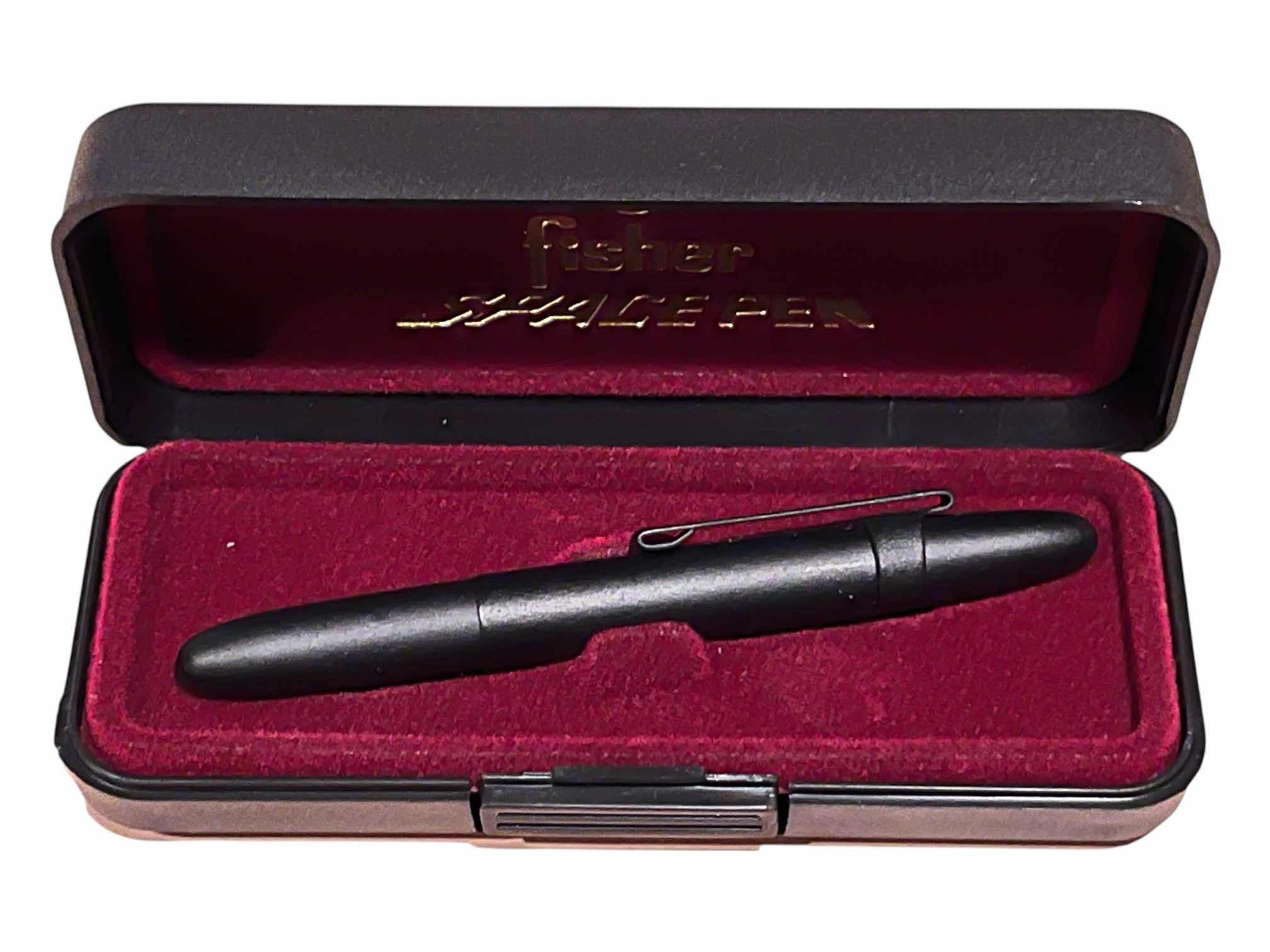 Photo 1 of FISHER MATTE BLACK BULLET SPACE PEN W CASE & PACKAGING