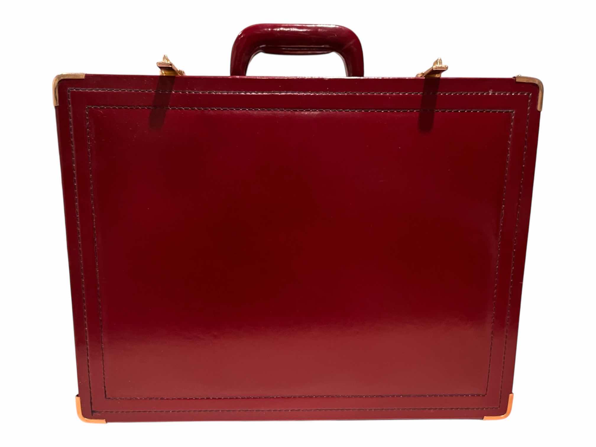 Photo 1 of PABRINI BURGUNDY & GOLD LEATHER HARD SIDED ATTACHE BRIEFCASE 17” X 15” H3”