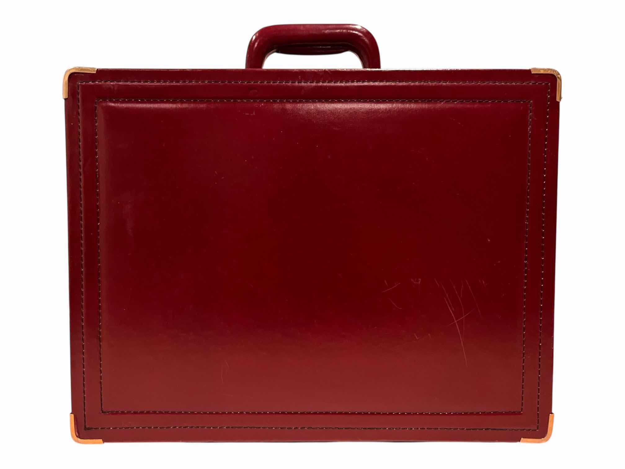 Photo 1 of PABRINI BURGUNDY & GOLD LEATHER HARD SIDED ATTACHE BRIEFCASE 17” X 15” H3”