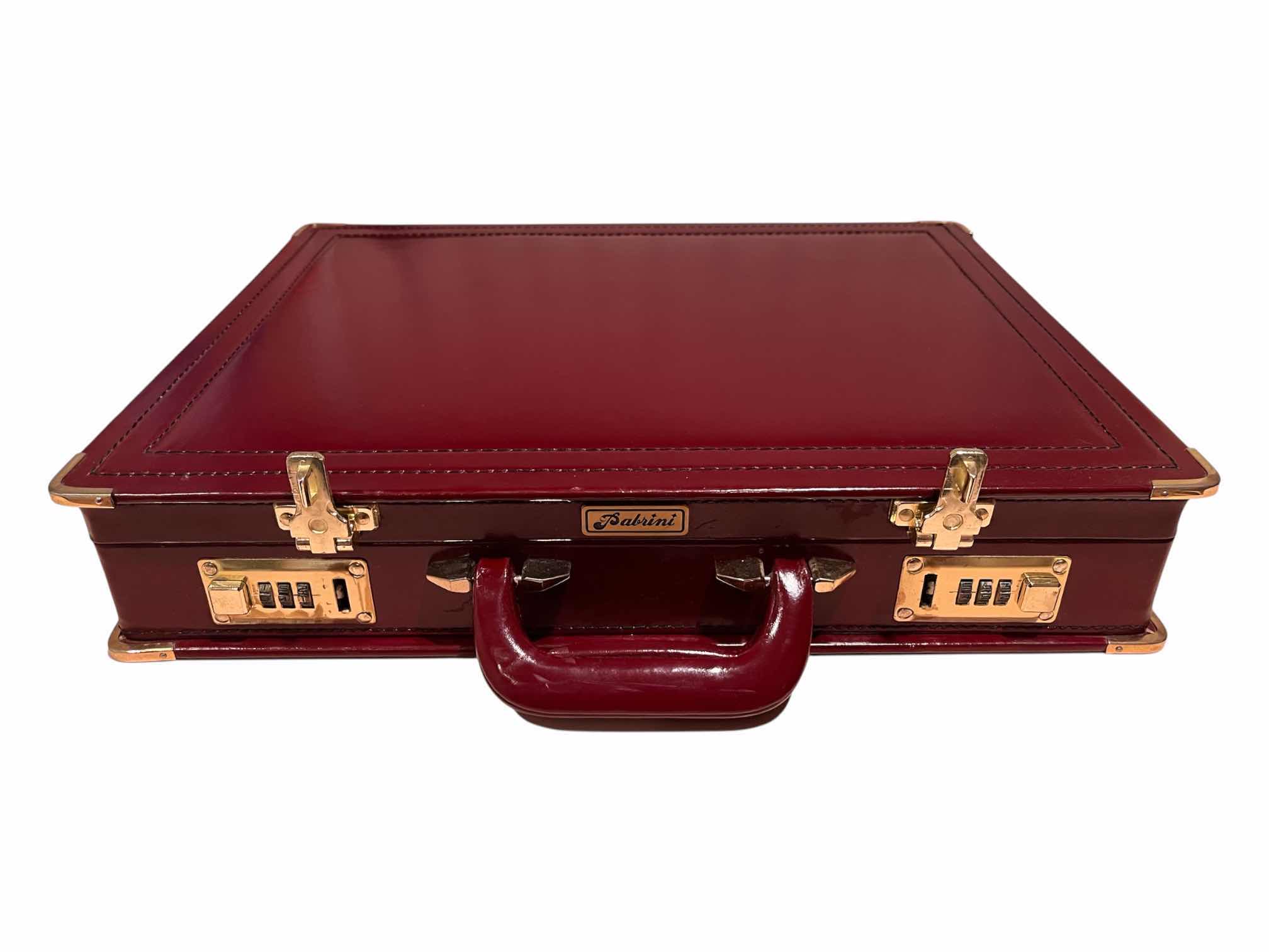 Photo 1 of PABRINI BURGUNDY & GOLD LEATHER HARD SIDED ATTACHE BRIEFCASE 17” X 15” H3”