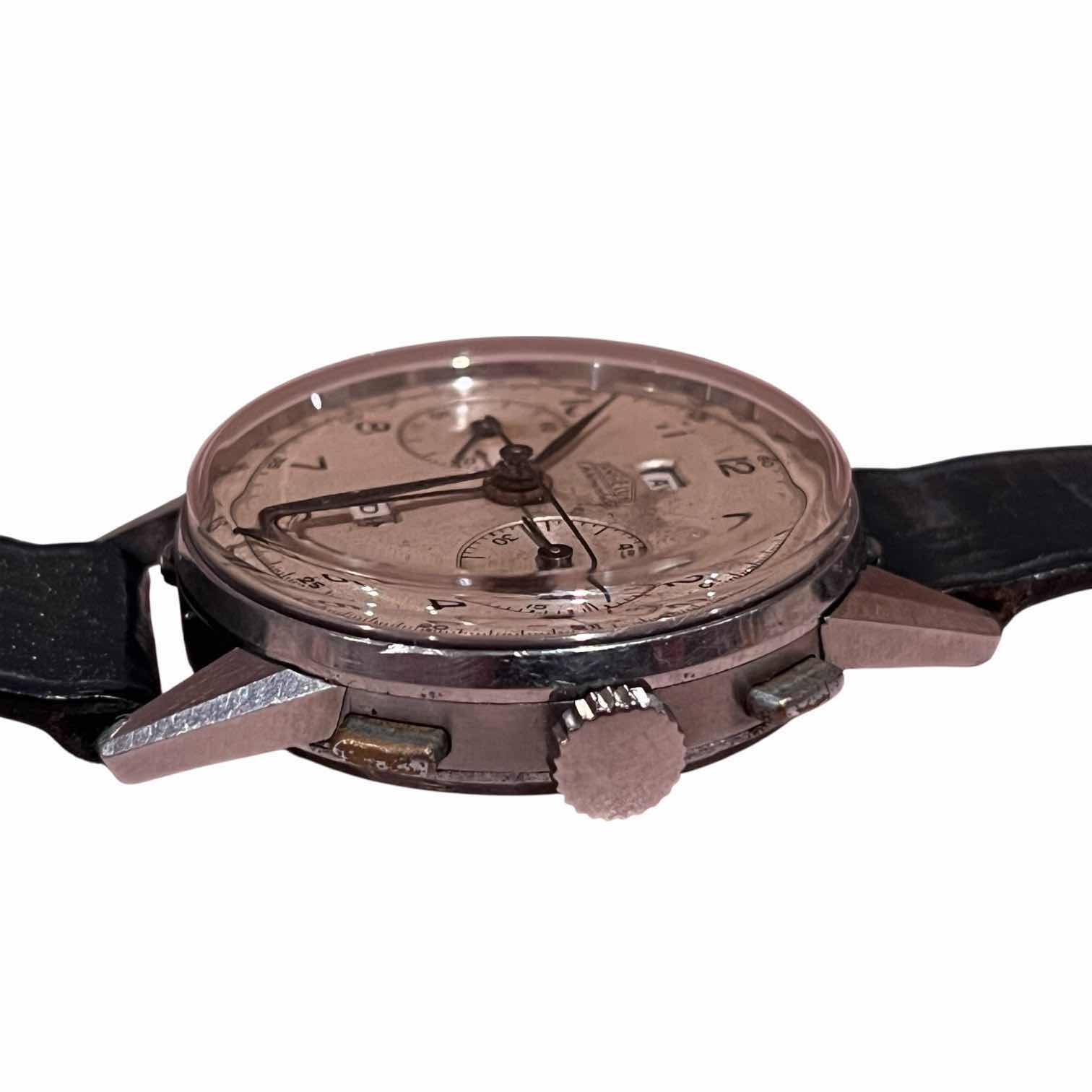 Photo 1 of ANGELUS CHRONODATE TRIPLE CALENDAR 38MM WATCH W LEATHER STRAP (226532)