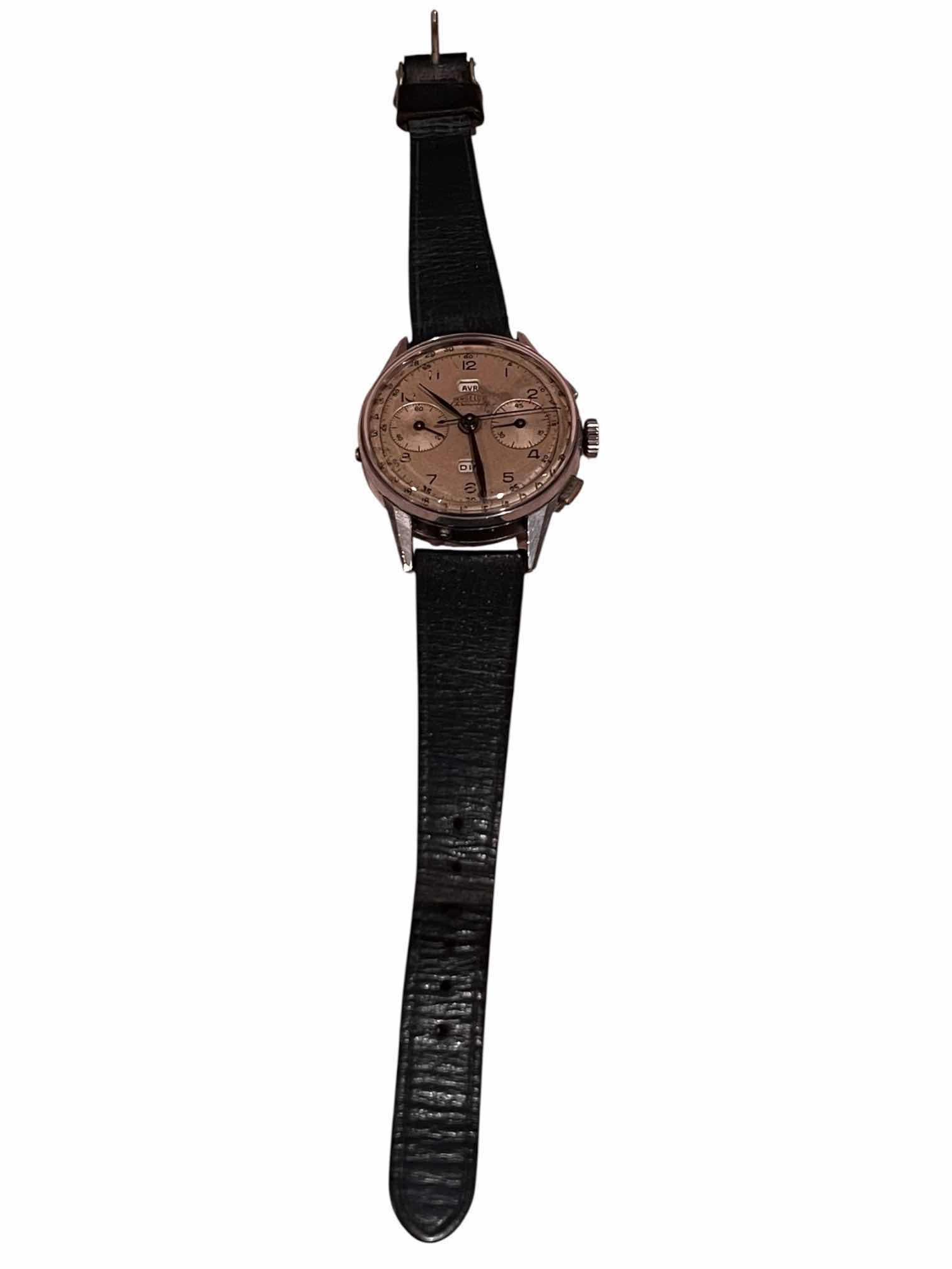 Photo 1 of ANGELUS CHRONODATE TRIPLE CALENDAR 38MM WATCH W LEATHER STRAP (226532)