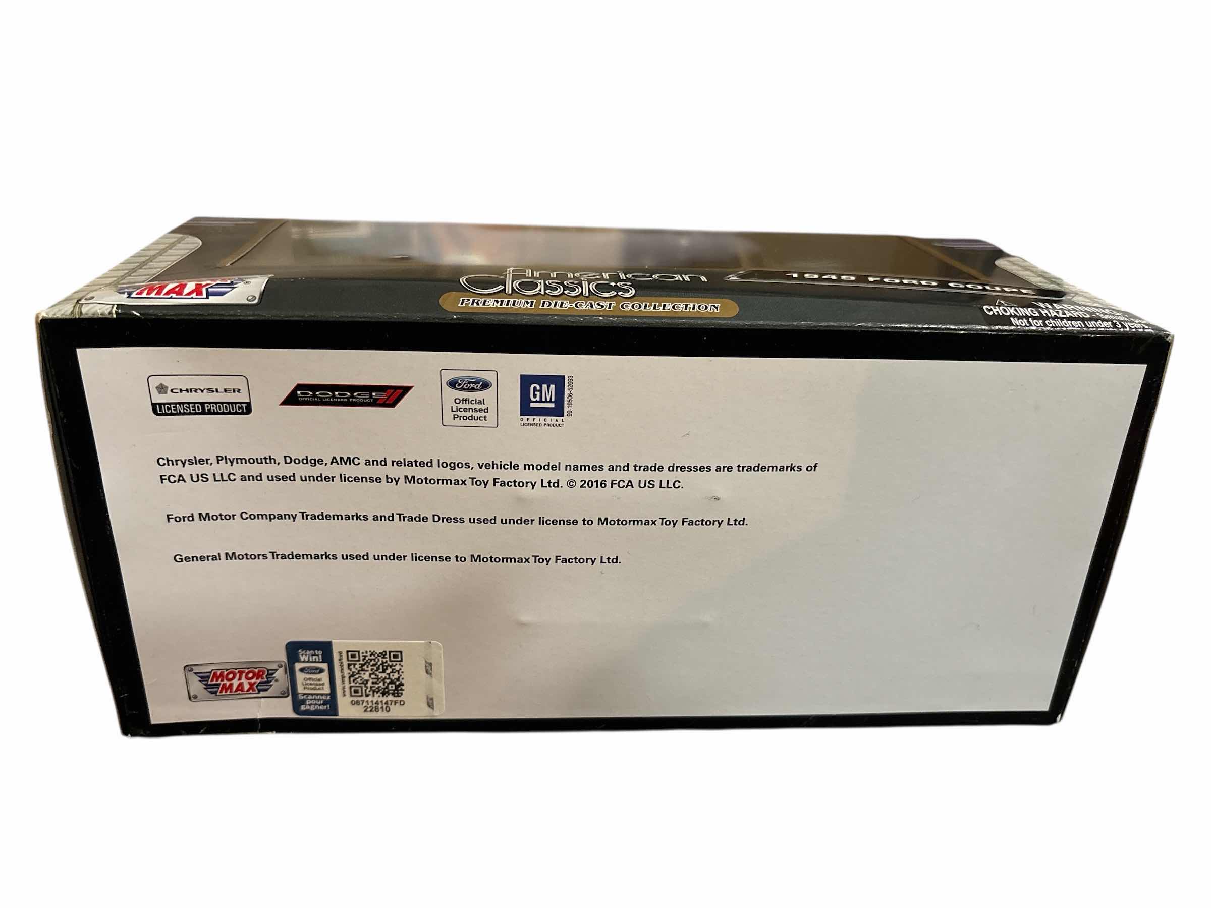 Photo 1 of MOTORMAX AMERICAN CLASSICS PREMIUM DIE CAST COLLECTION 1:24 SCALE 1949 FORD COUPE