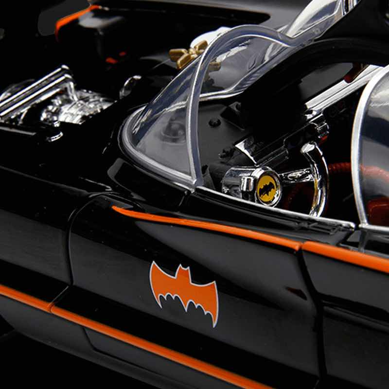 Photo 1 of JADA TOYS CLASSIC TV SERIES BATMOBILE W WORKING LIGHTS & 3” DIE-CAST BATMAN & ROBIN FIGURINES 1:18 SCALE