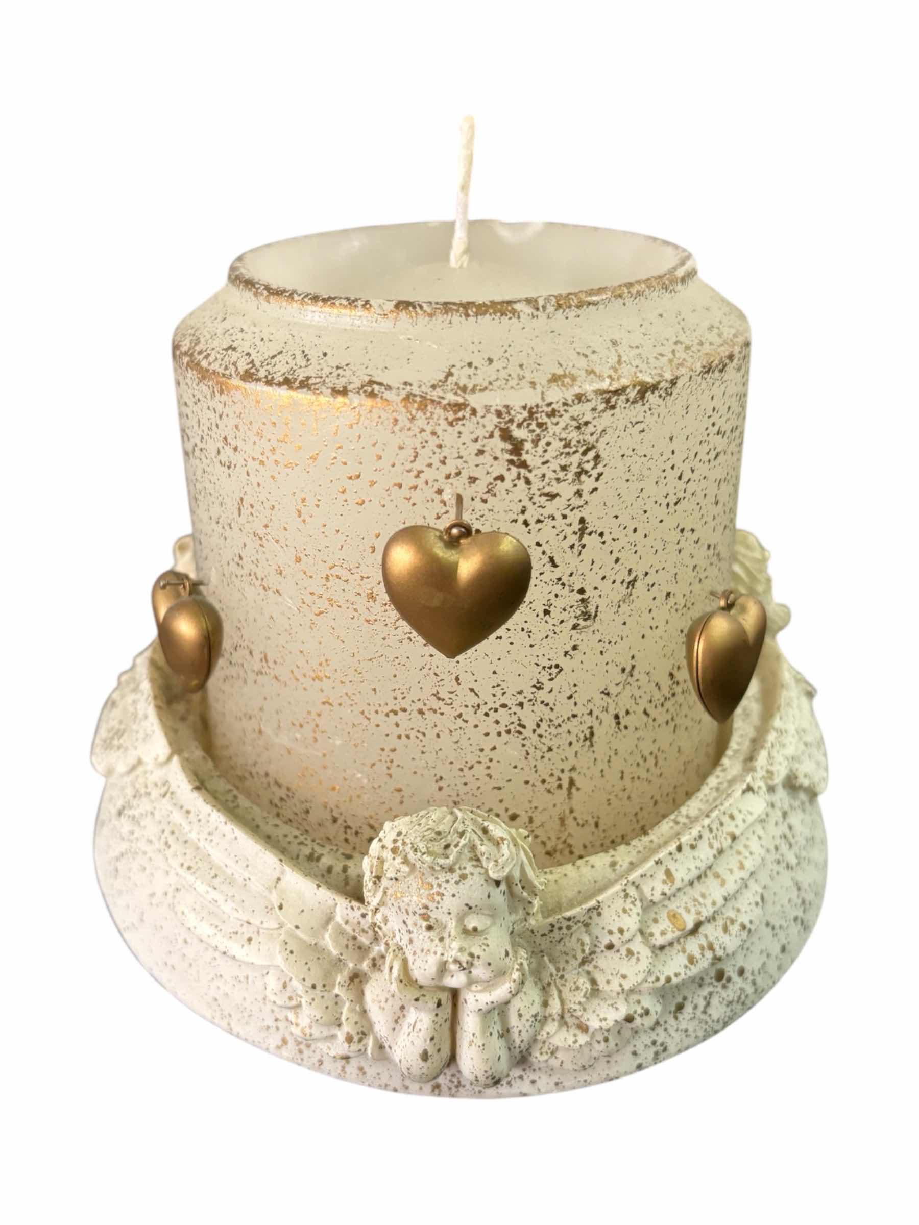 Photo 1 of LADY JAYNE 3.5” CANDLE W CHERUB CANDLE HOLDER