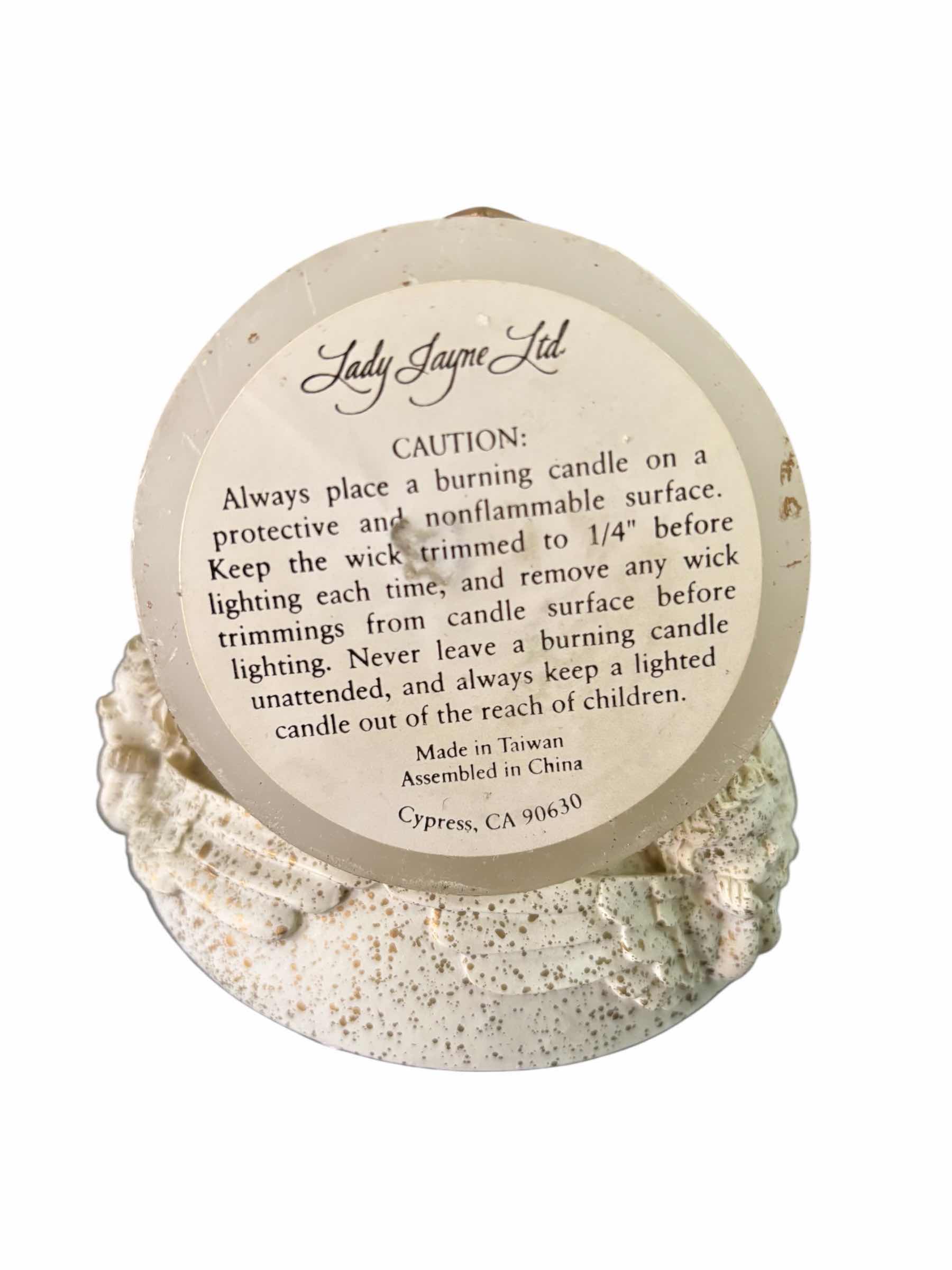 Photo 1 of LADY JAYNE 3.5” CANDLE W CHERUB CANDLE HOLDER