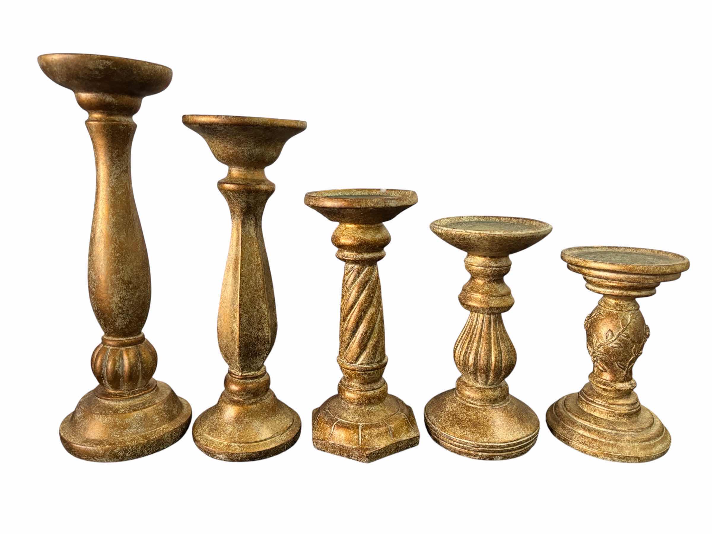 Photo 1 of ELEMENTS RESIN PILLAR STYLE CANDLE HOLDER SET OF 5