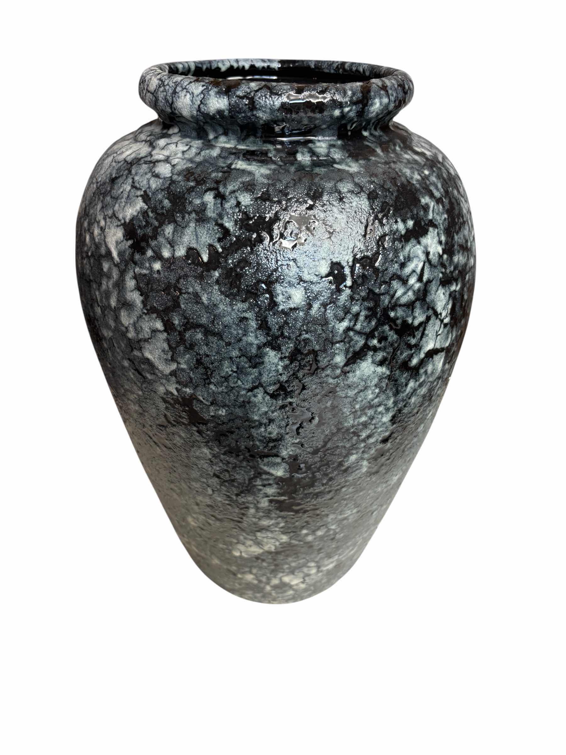 Photo 1 of DECORATIVE BLACK/WHITE TEXTURED VASE 11”D X H16”