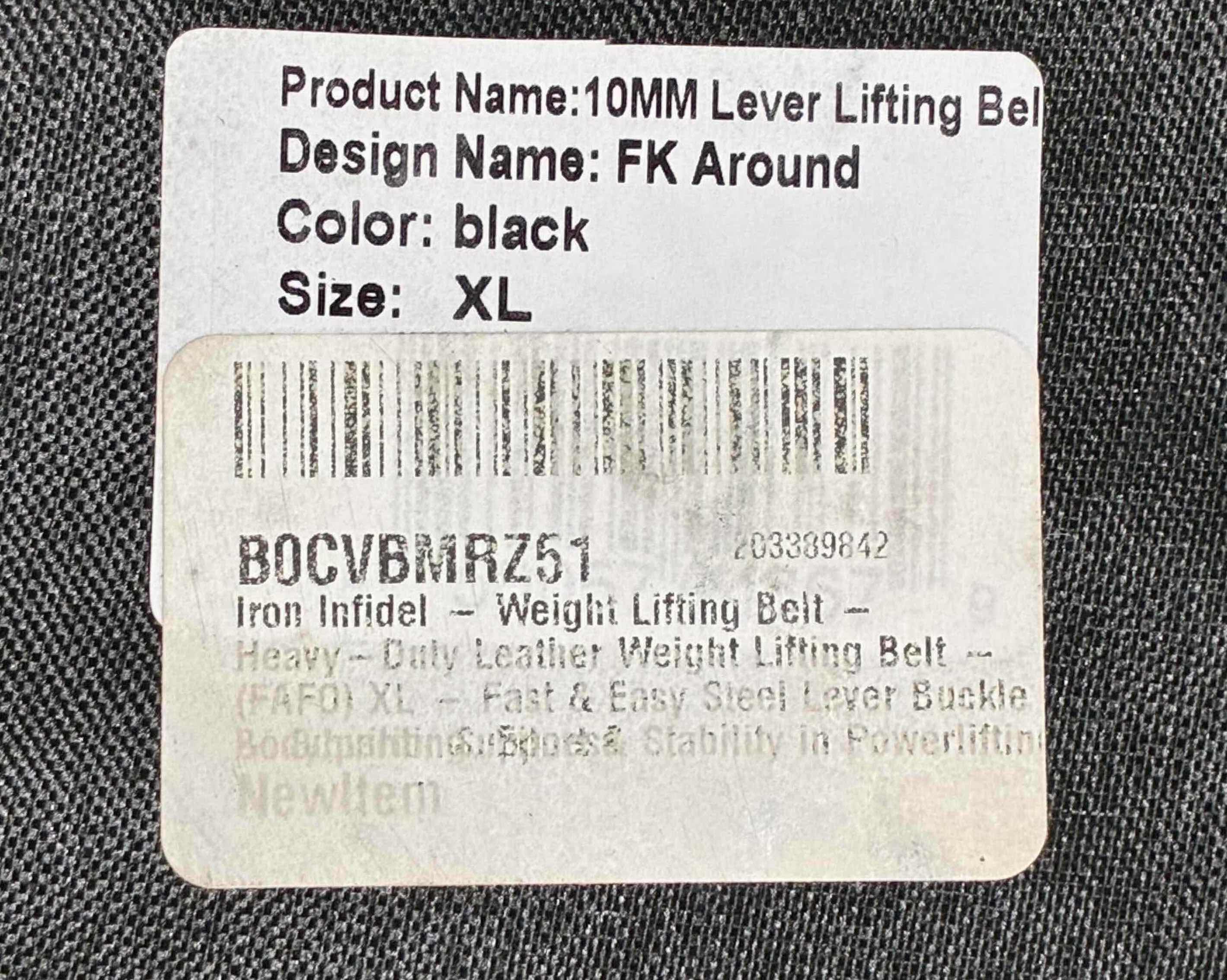 Photo 1 of NIP IRON INFIDEL BLACK POWERLIFTING BELT XL $50