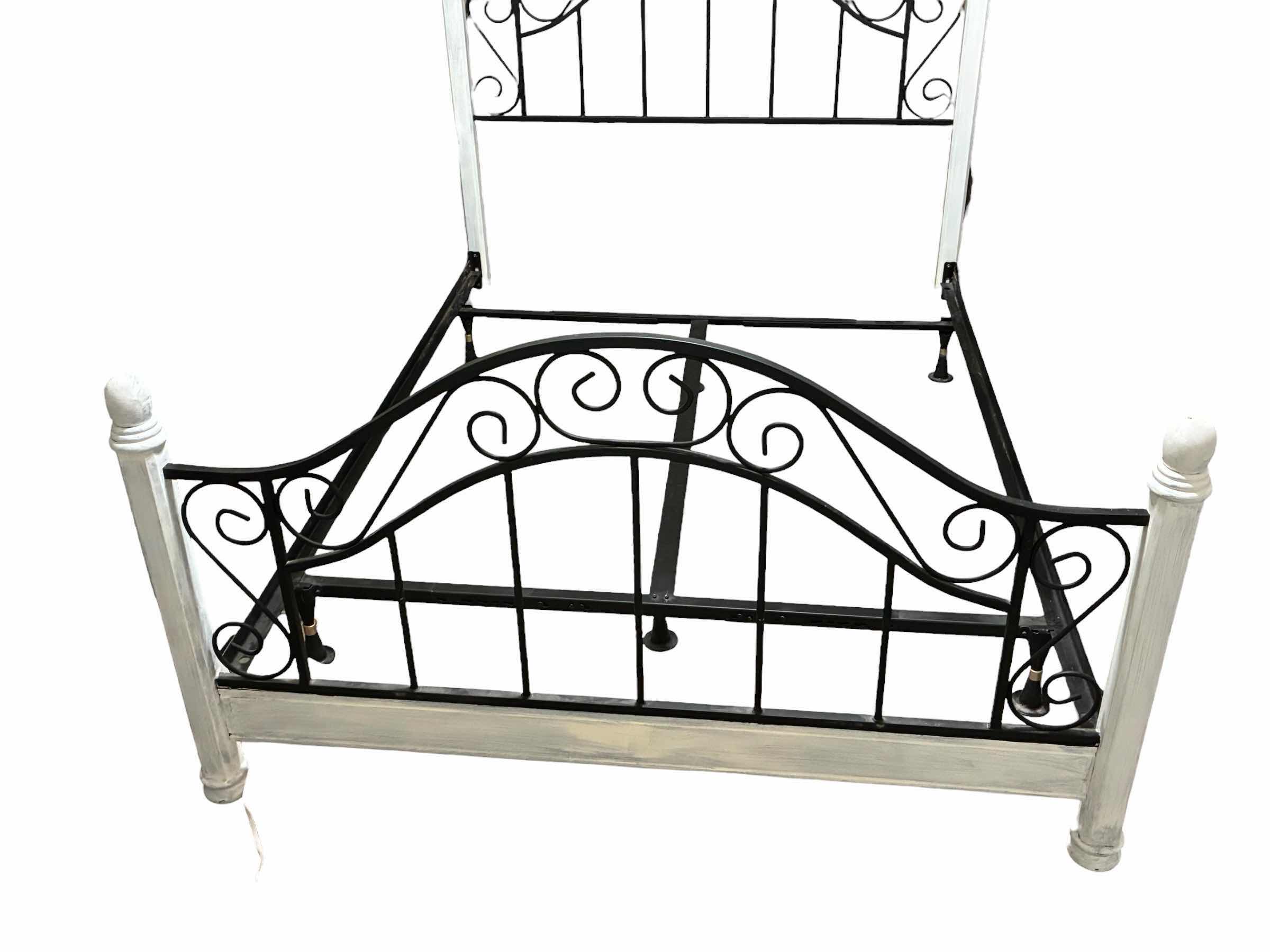 Photo 1 of FARMHOUSE STYLE WHITE DISTRESSED WOOD WROUGHT IRON QUEEN BEDFRAME 62” X 89” H52”