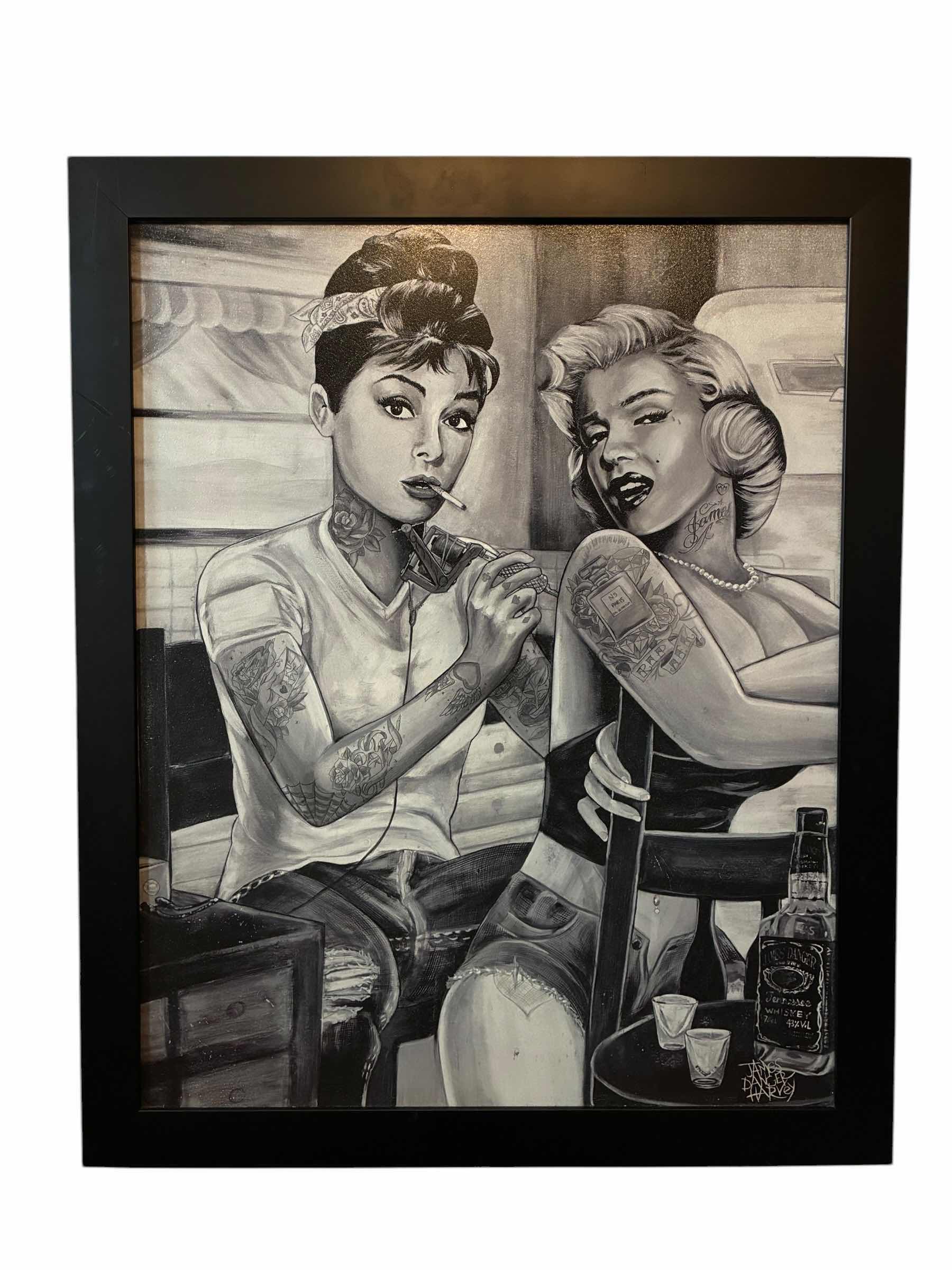 Photo 1 of “BAD GIRLS” AUDREY & MARILYN FRAMED ARTWORK BY JAMES DANGER HARVEY 27.25” X 33.25” $120