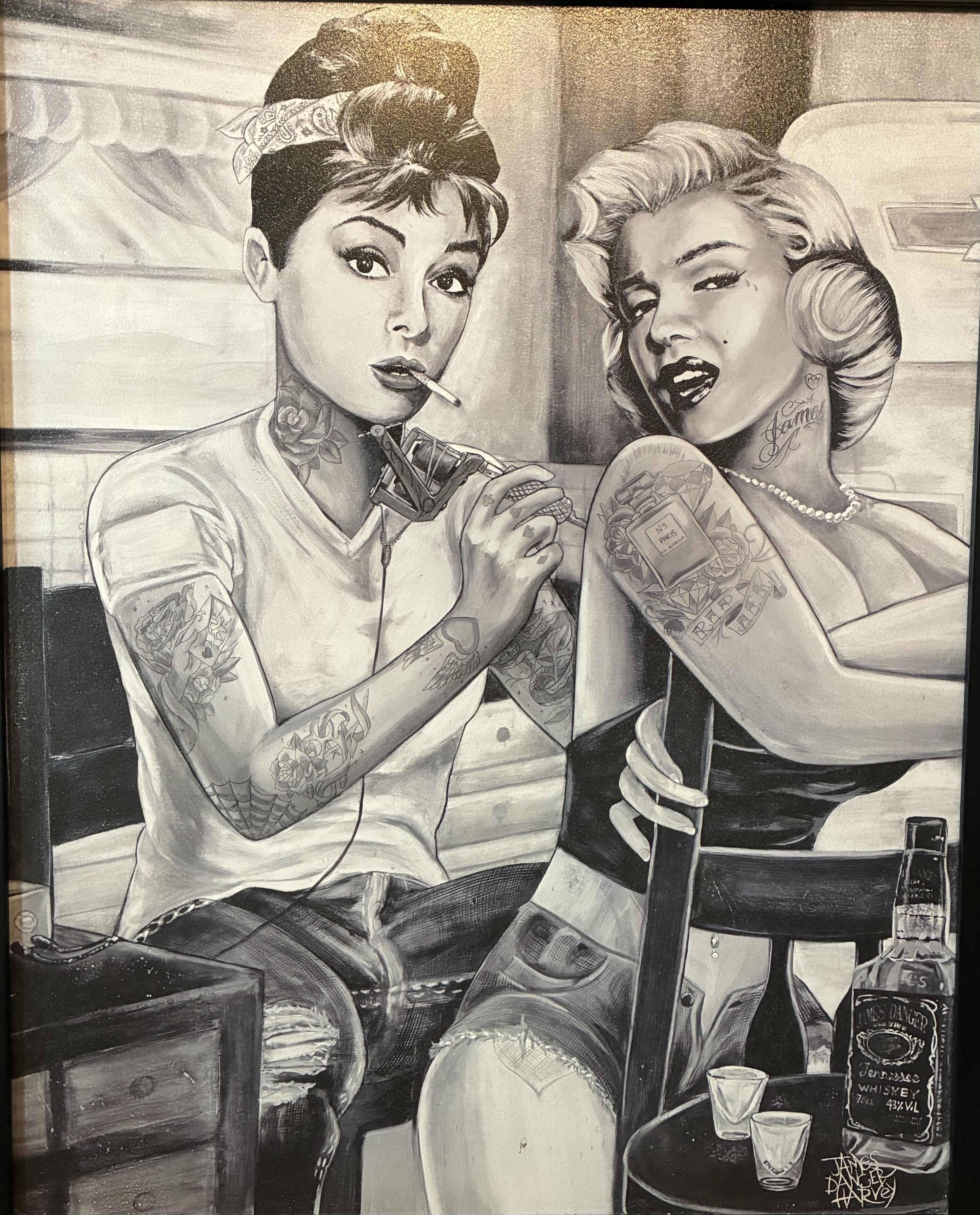 Photo 1 of “BAD GIRLS” AUDREY & MARILYN FRAMED ARTWORK BY JAMES DANGER HARVEY 27.25” X 33.25” $120