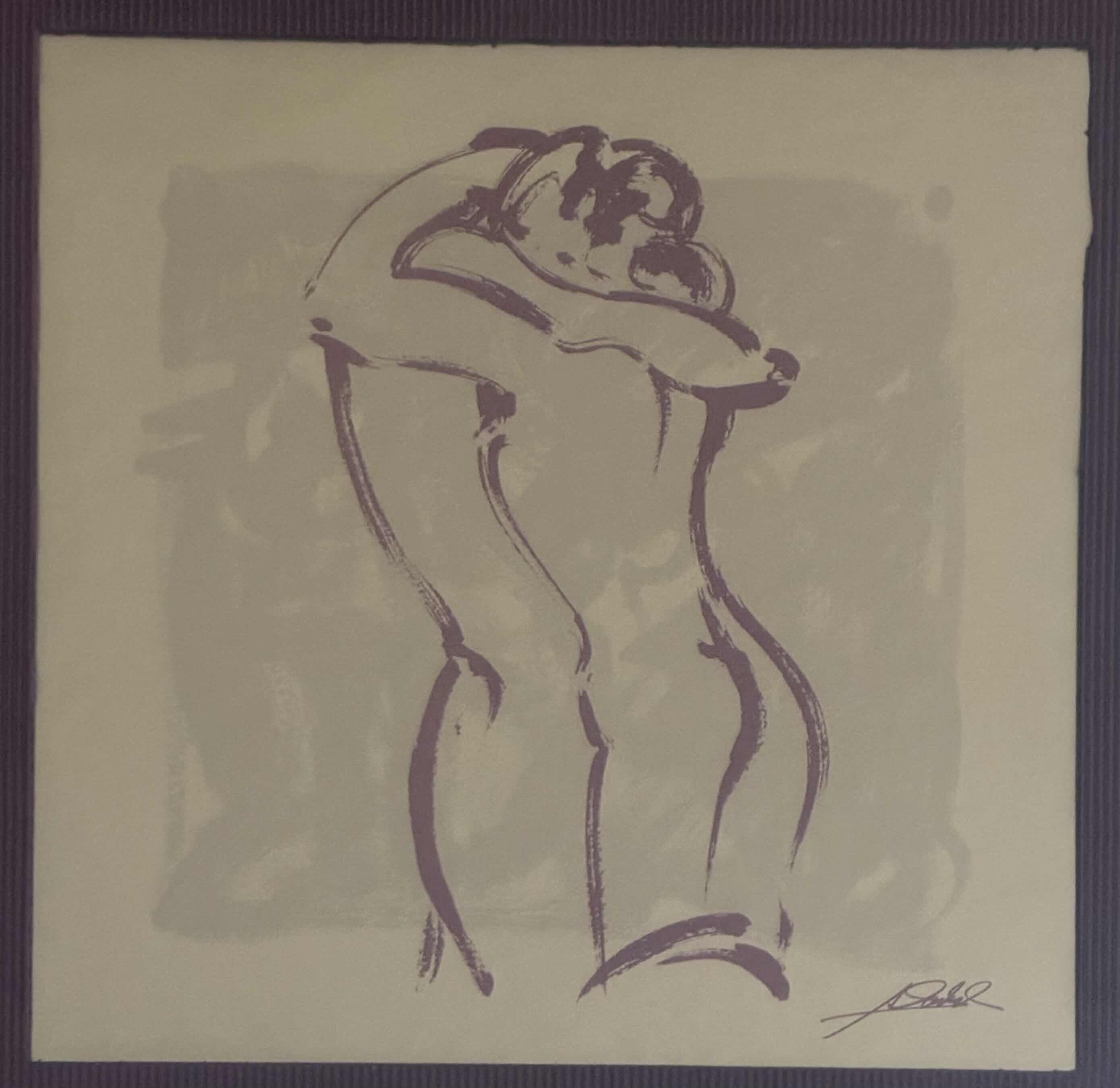 Photo 1 of BODY LANGUAGE FIGURES EMBRACING FRAMED ARTWORK BY ALFRED GOKEL 19” X 19”
