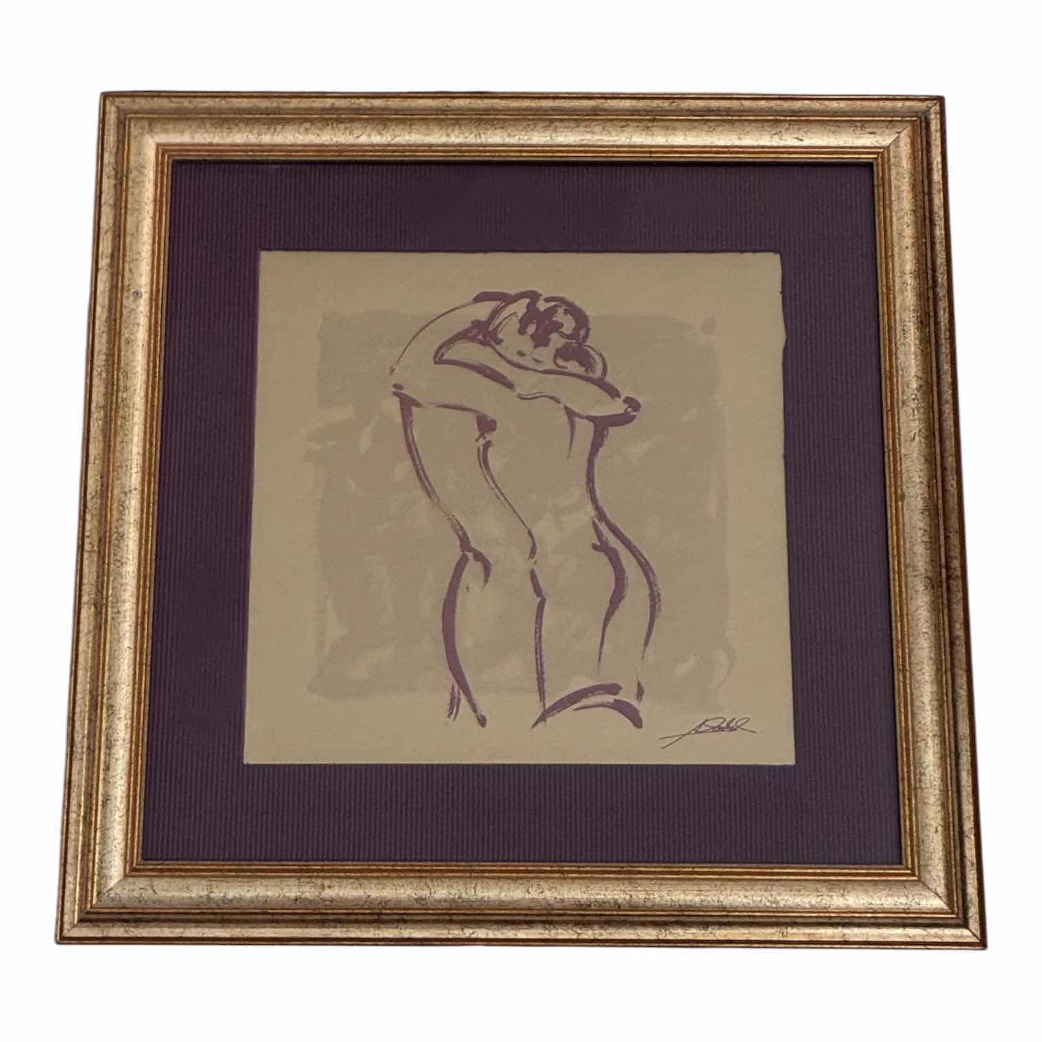 Photo 1 of BODY LANGUAGE FIGURES EMBRACING FRAMED ARTWORK BY ALFRED GOKEL 19” X 19”