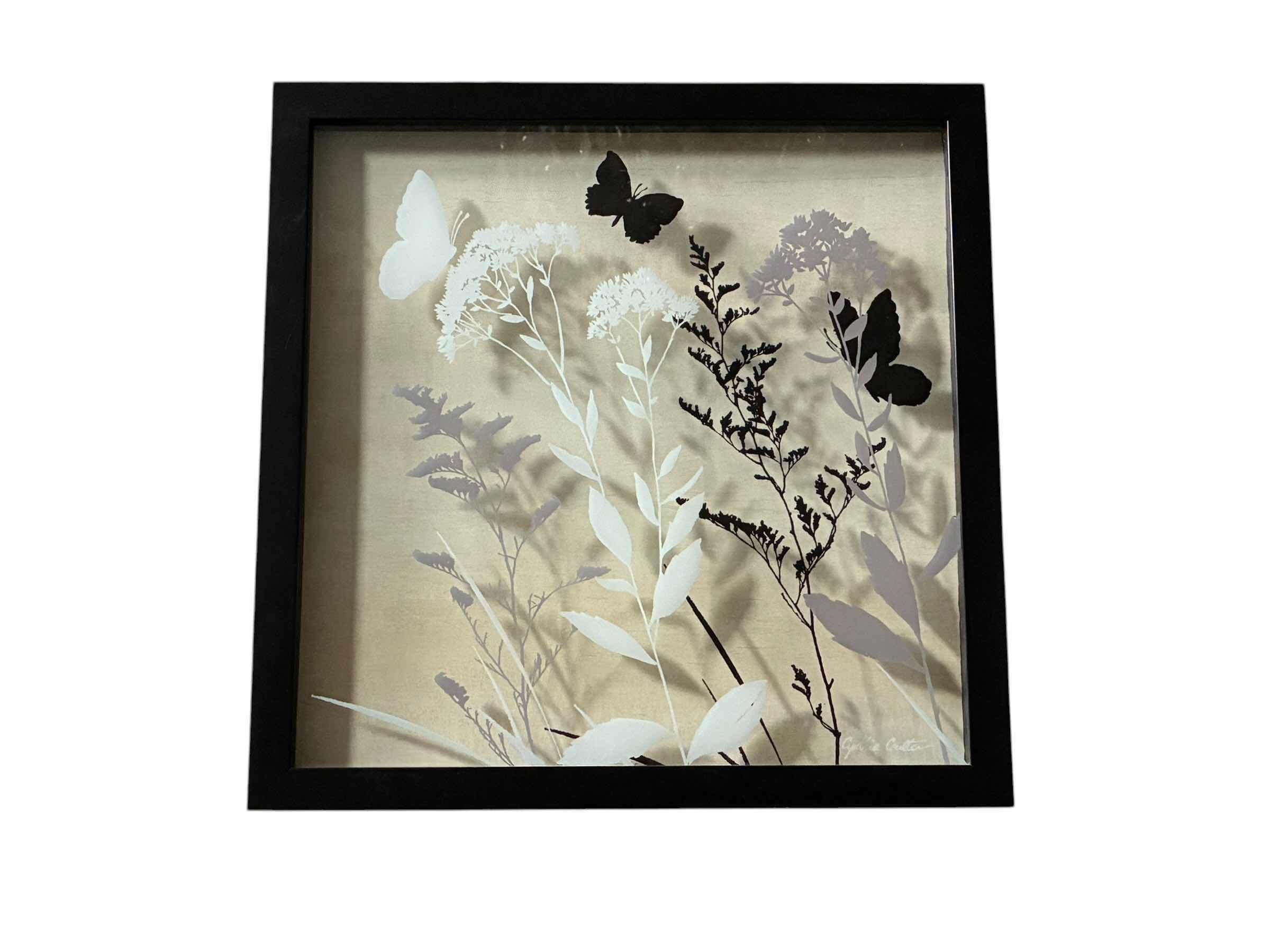 Photo 1 of BUTTERFLIES SILHOUETTE SHADOWBOX FRAMED ARTWORK BY CYNTHIA COULTER 17.5“ X 17.5“