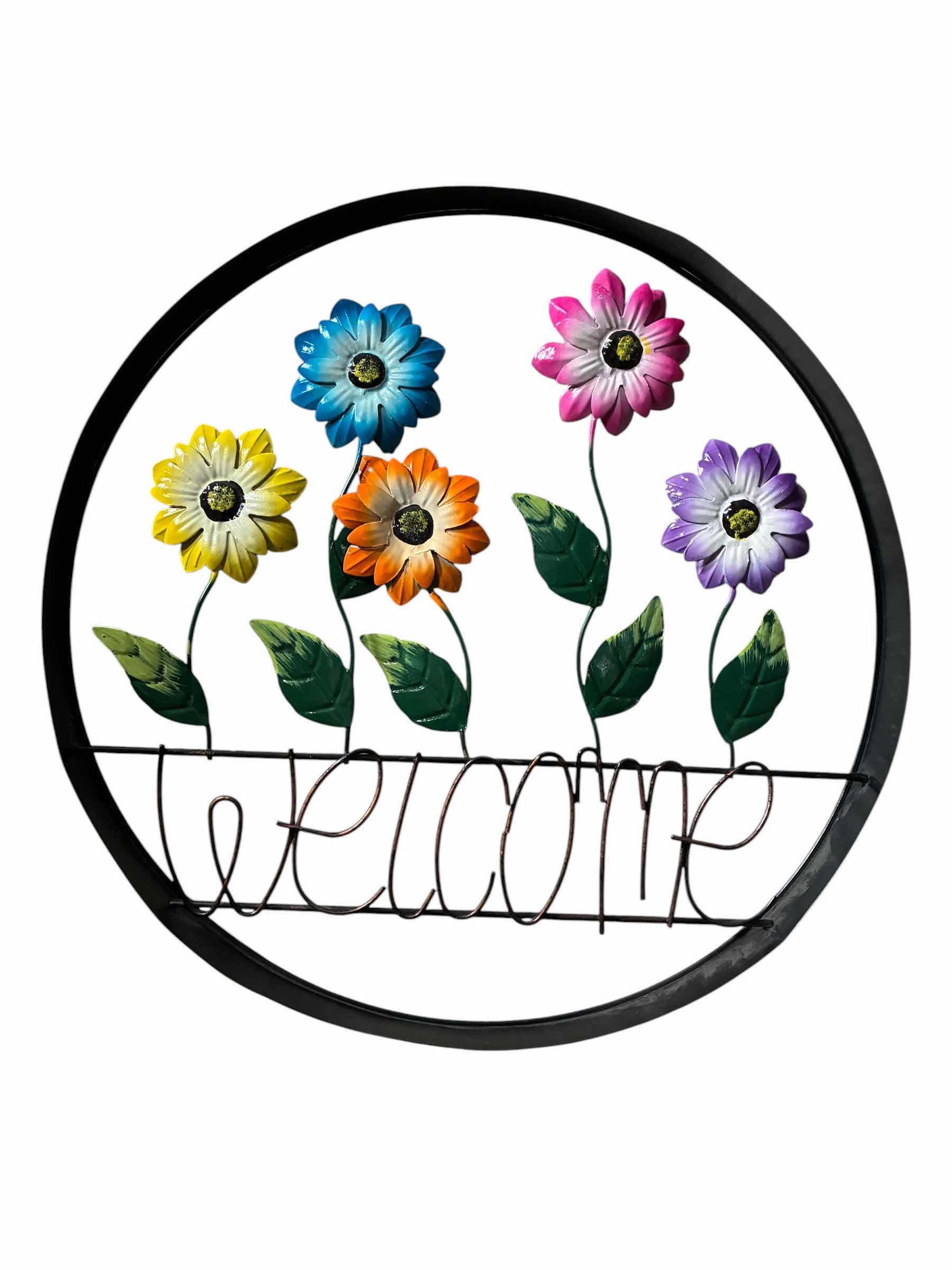 Photo 1 of WELCOME FLOWER ROUND METAL ARTWORK SIGN 14.5”