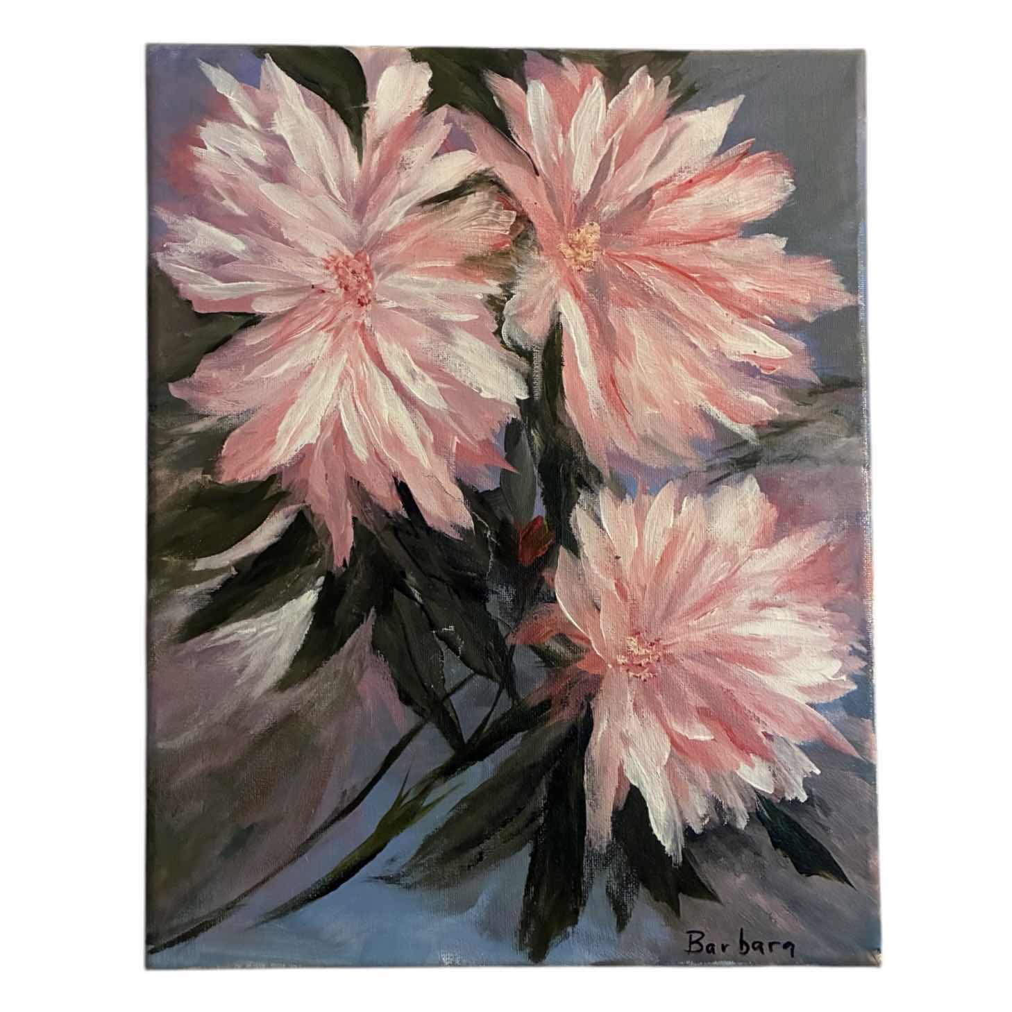 Photo 1 of FLORAL PAINTING CANVAS ARTWORK BY BARBARA 11” X 14”