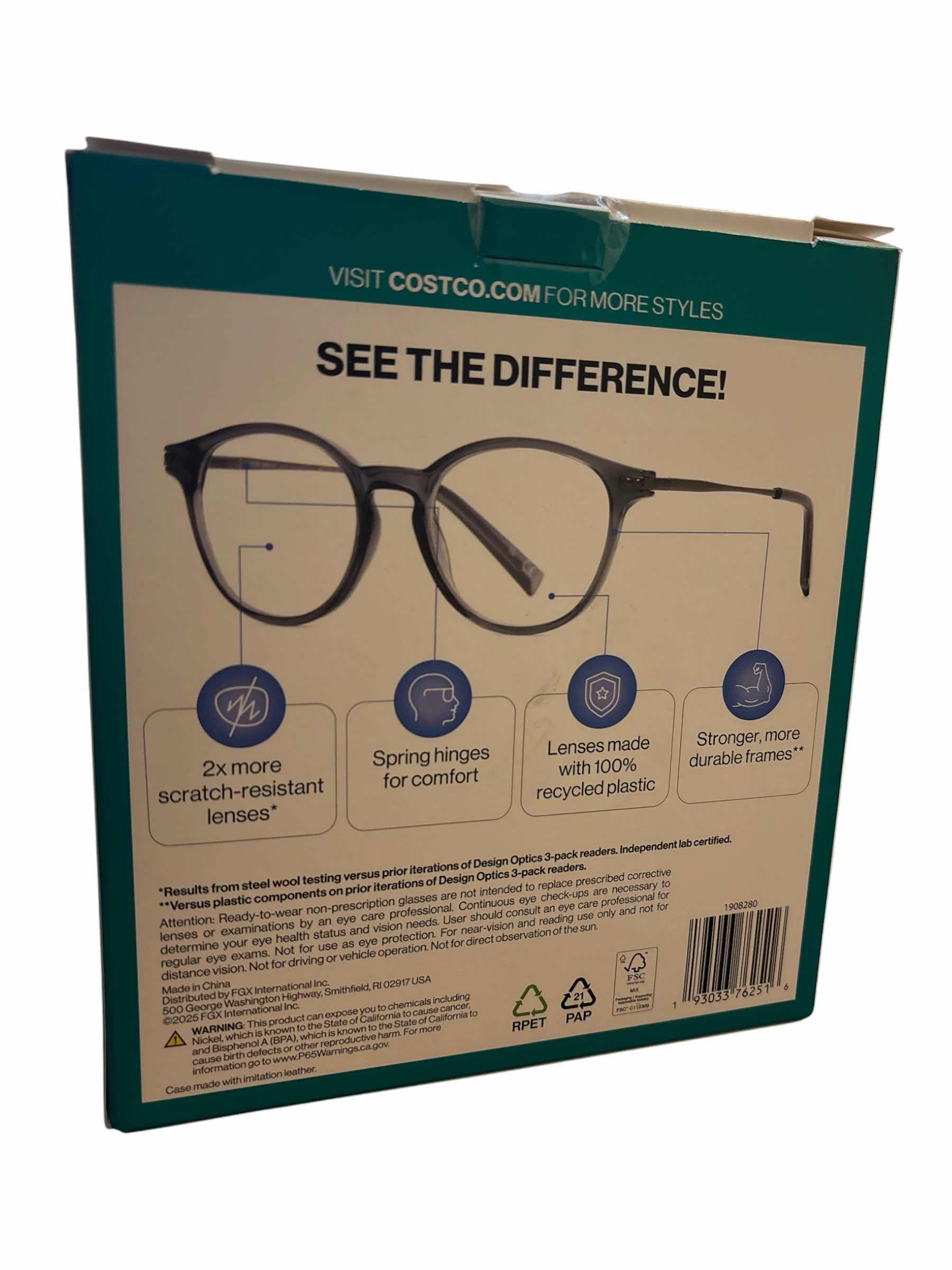 Photo 1 of NIB FOSTER GRANT DESIGN OPTICS 3-PACK OF +2.00 READING GLASSES, TORTOISE/CLEAR/BLACK (3) $60