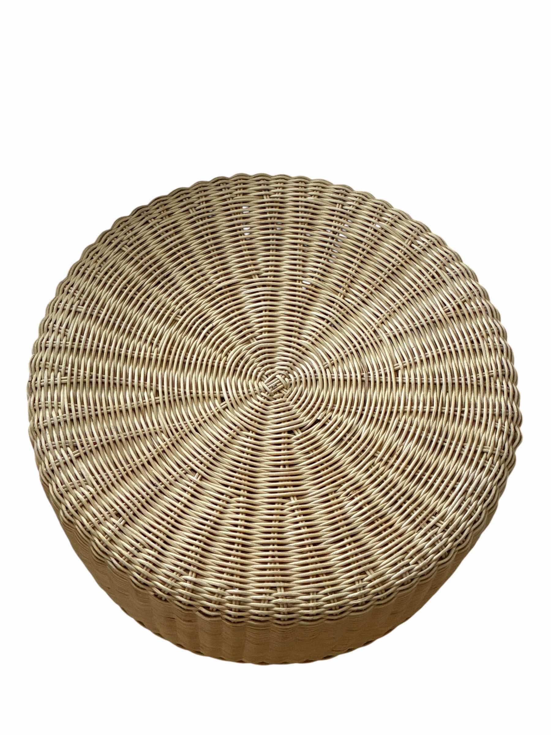 Photo 1 of WICKER WOOD ROUND STOOL 19“ X 15