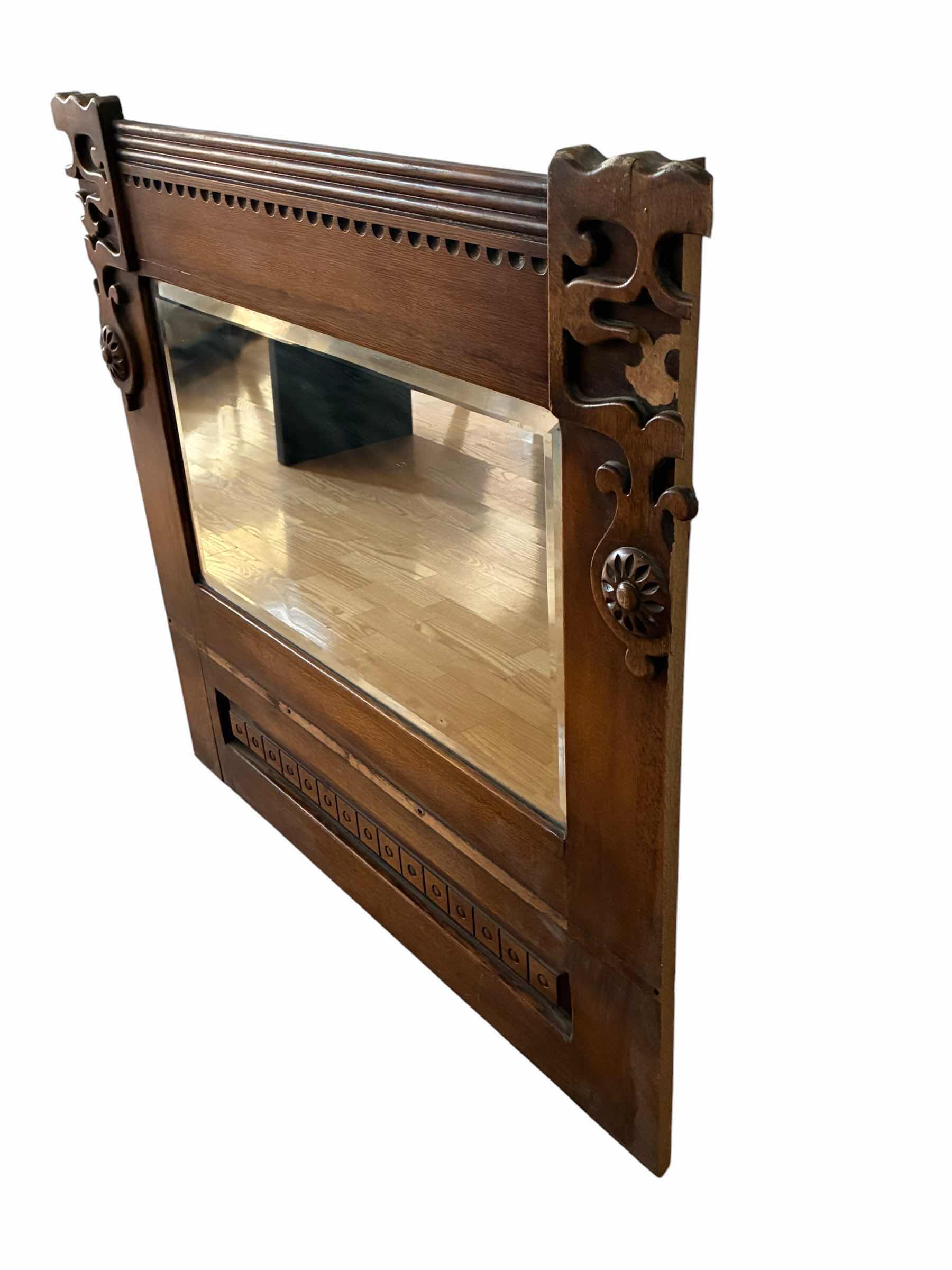 Photo 1 of ANTIQUE SOLID WOOD FRAMED MIRROR 40“ X 36“