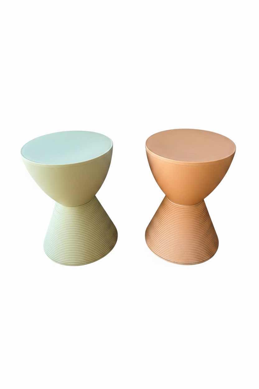 Photo 1 of KARTELL PRINCE AHA PASTEL GREEN & ORANGE PATIO STOOLS 12” X 17”